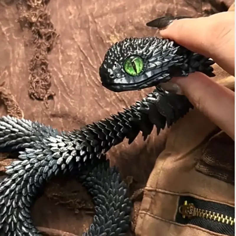45cm 3D Printed Snake Toys Magic Colorful Animals Figurine Flexible Viper Rotatable Joints Snake Ornament New Year Gift for Kids
