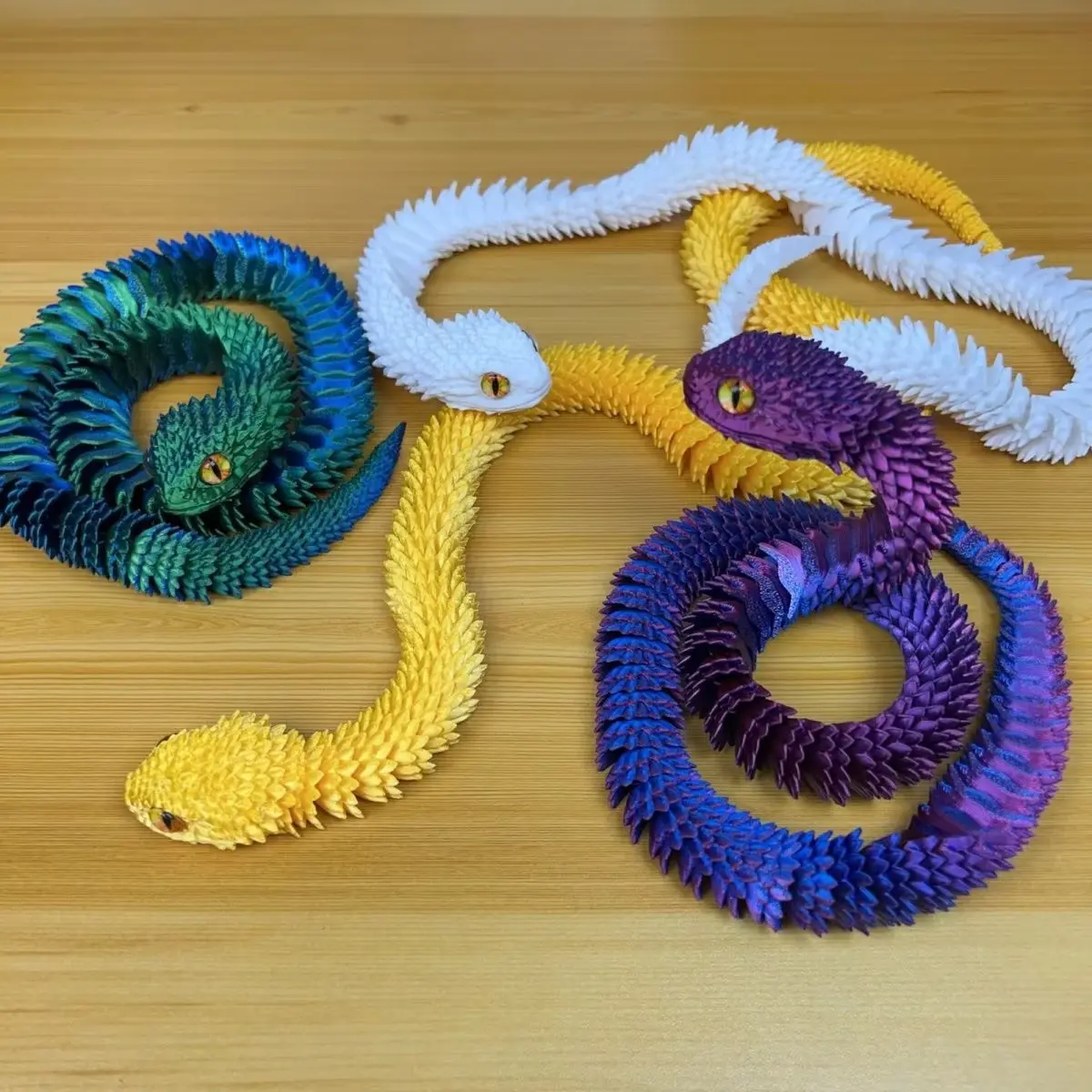 45cm 3D Printed Snake Toys Magic Colorful Animals Figurine Flexible Viper Rotatable Joints Snake Ornament New Year Gift for Kids