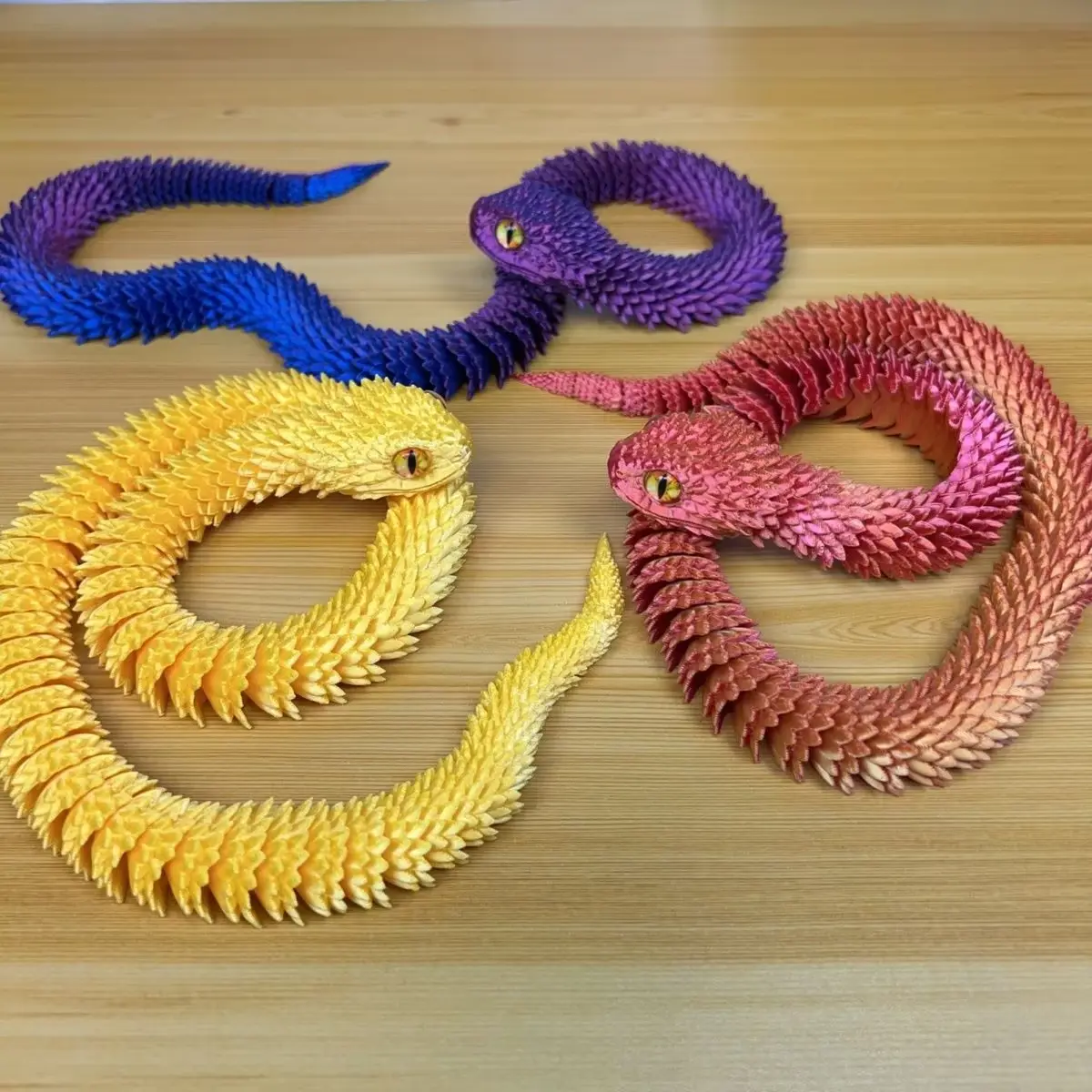 45cm 3D Printed Snake Toys Magic Colorful Animals Figurine Flexible Viper Rotatable Joints Snake Ornament New Year Gift for Kids
