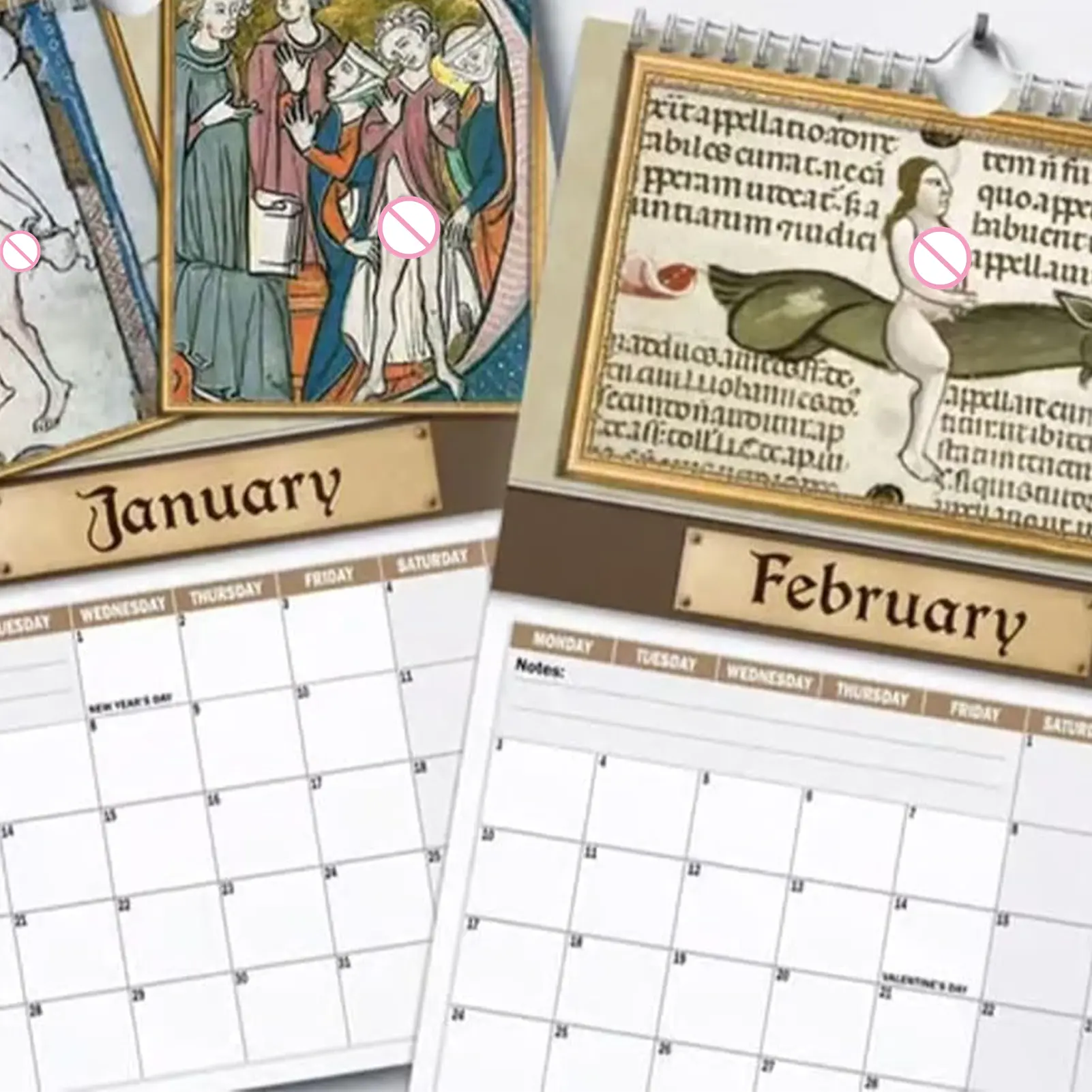 2025 Medieval Dick Pics Calendar 12 Month Planner Calendar Funny Gag New Year Gifts Wall Calendar for Home Decoration
