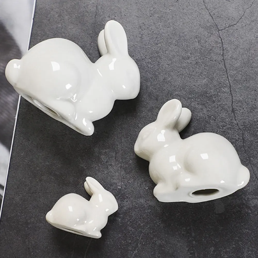 1/3pcs Ceramic Rabbit Figurine Miniature Mosse Landscape DIY Crafts Accessories Cute Bunny Figure Easter Home Decorations