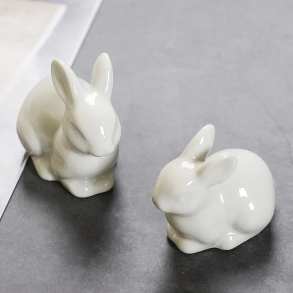 1/3pcs Ceramic Rabbit Figurine Miniature Mosse Landscape DIY Crafts Accessories Cute Bunny Figure Easter Home Decorations