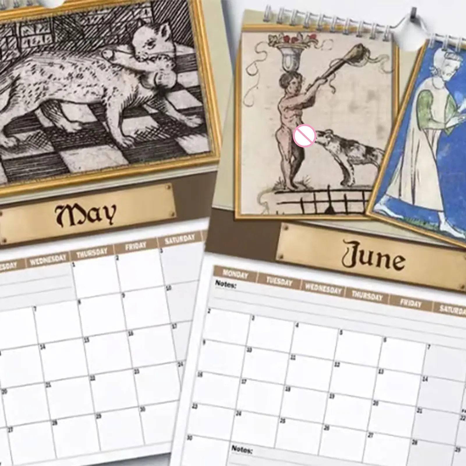 2025 Medieval Dick Pics Calendar 12 Month Planner Calendar Funny Gag New Year Gifts Wall Calendar for Home Decoration