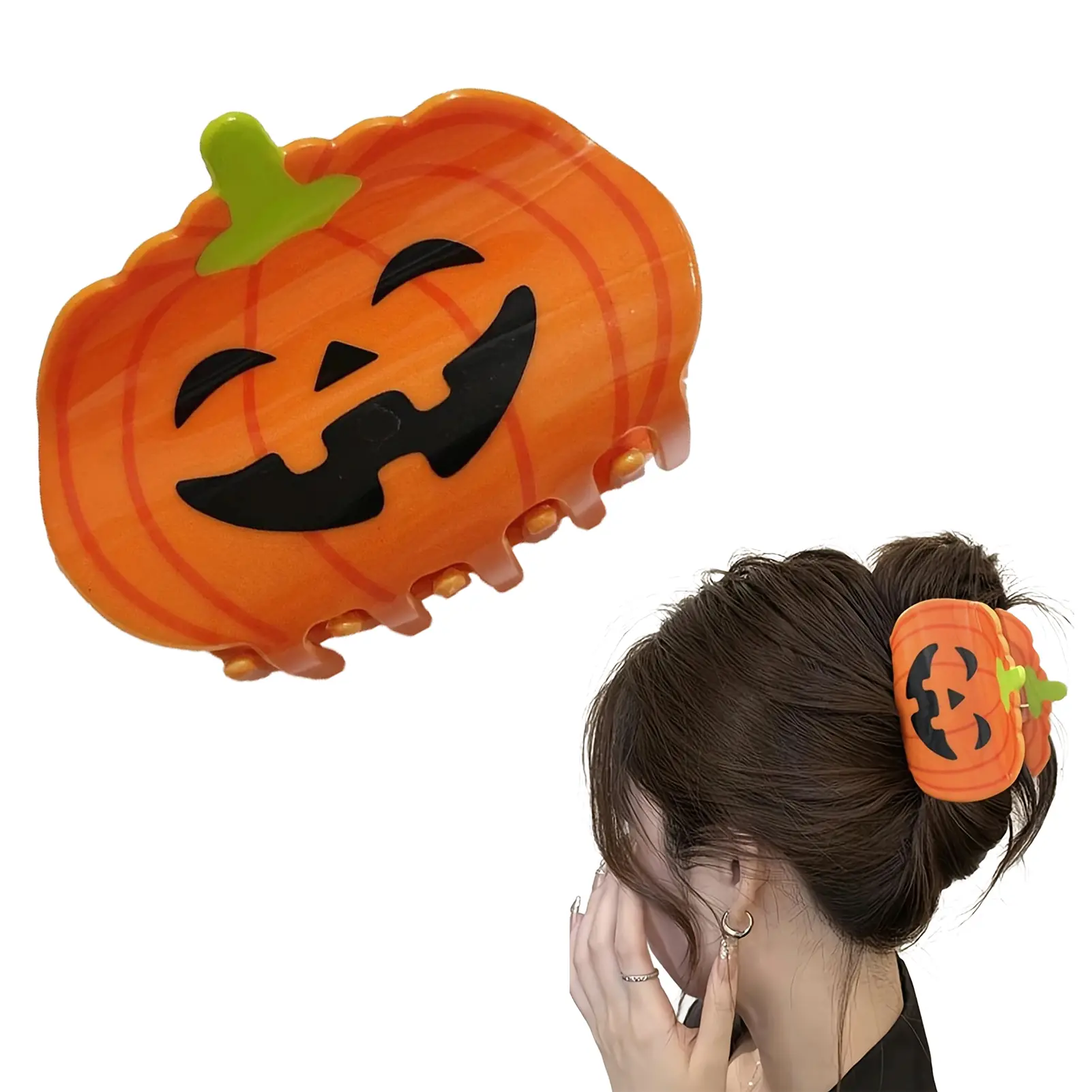 Halloween Pumpkin Shark Hair Clips Halloween Strong Hold Cute Hair Accessories For Women Girls Ponytail Holders Hairpin