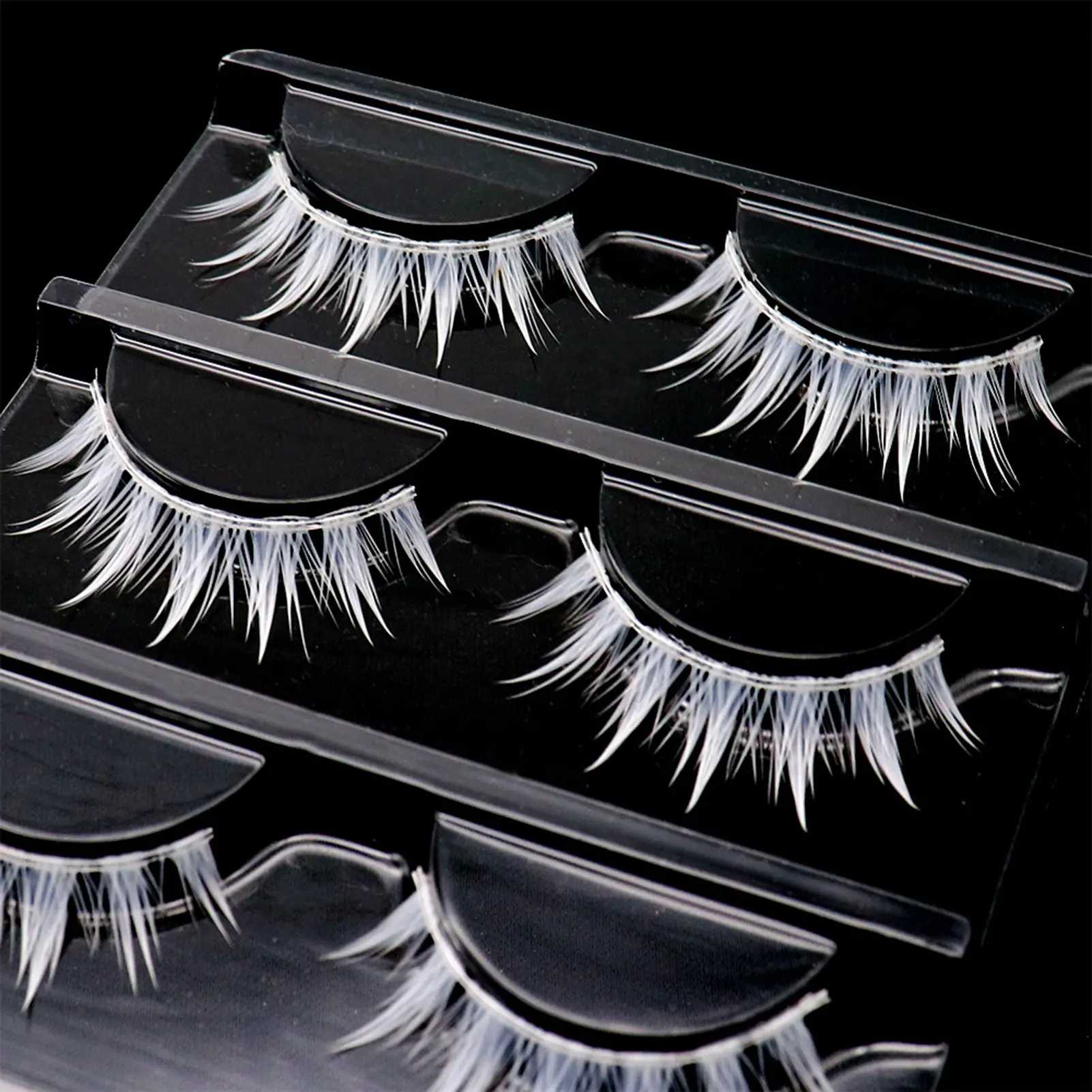 3 Pair White Anime Eyelashes 3D Fluffy Dramatic Colored Lashes for Cosplay Party Stage Cosmetic Makeup Supplies