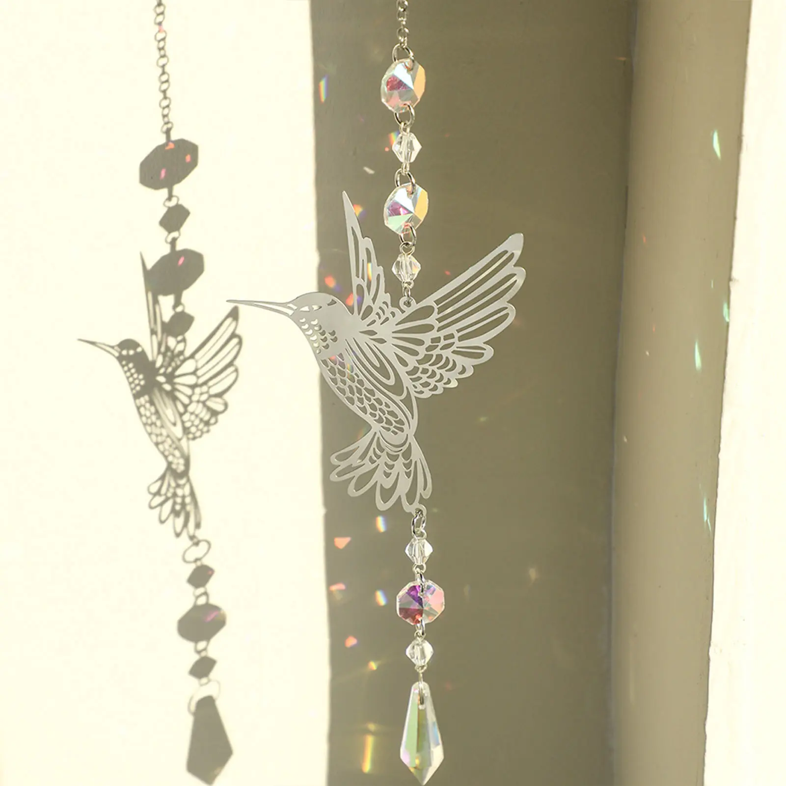 Wind Chimes Brass Rainbow Pendant Sun Catcher Colored Glass Wind Chimes Home Garden Decorative Crystal Pendant Easy To Hang