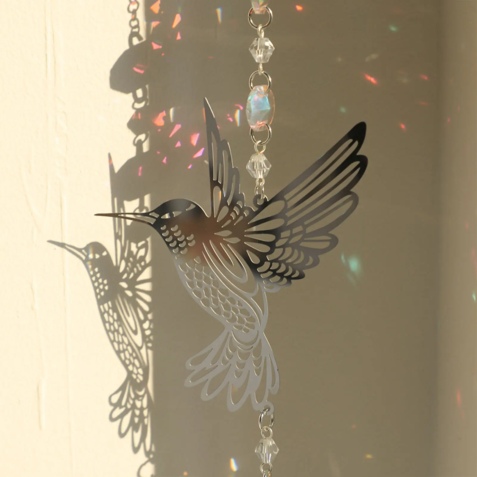 Wind Chimes Brass Rainbow Pendant Sun Catcher Colored Glass Wind Chimes Home Garden Decorative Crystal Pendant Easy To Hang