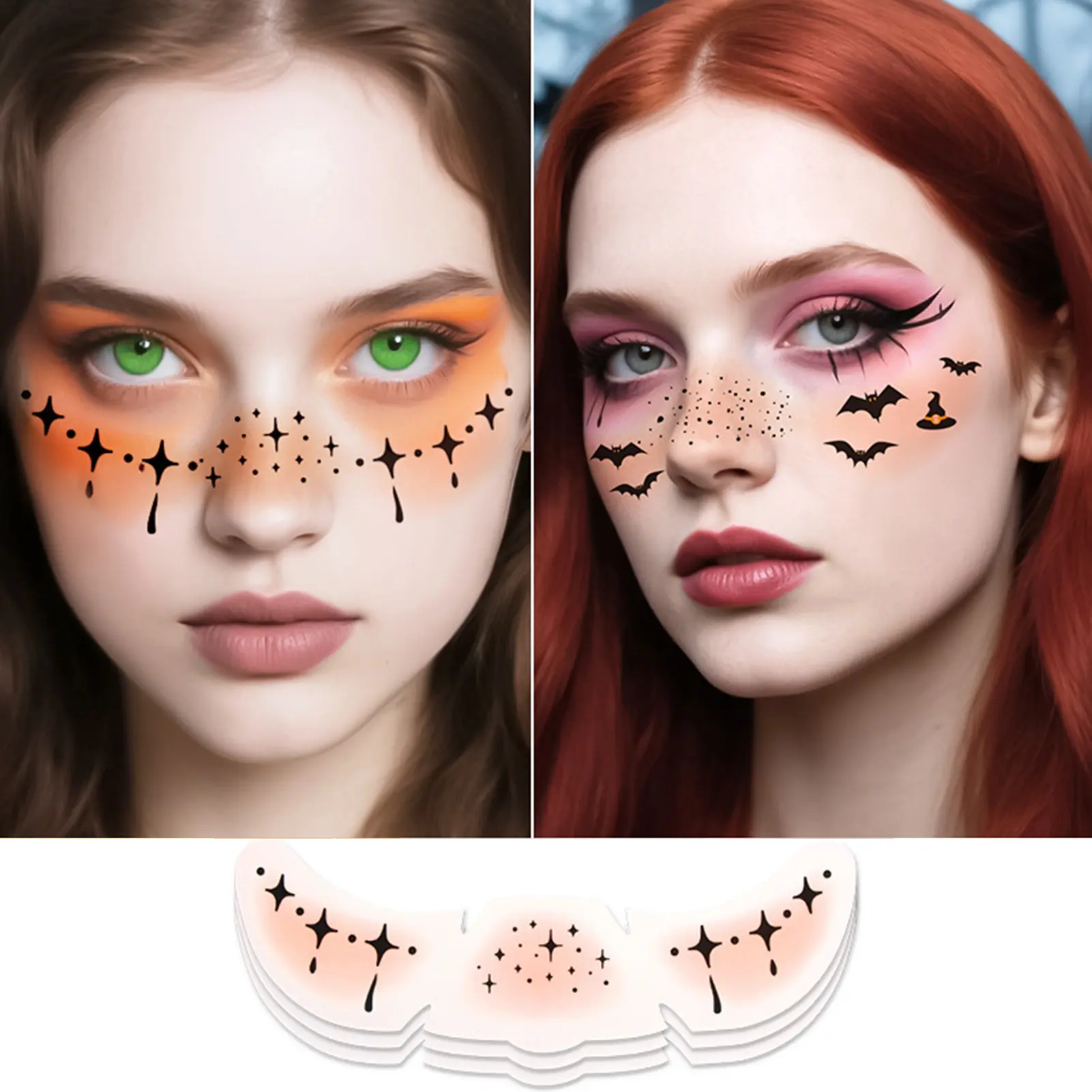 6pcs Halloween Fake Freckles Temporary Tattoos Sticker Waterproof Face Body Decor Accessories For Boys Girls Carnival Festival