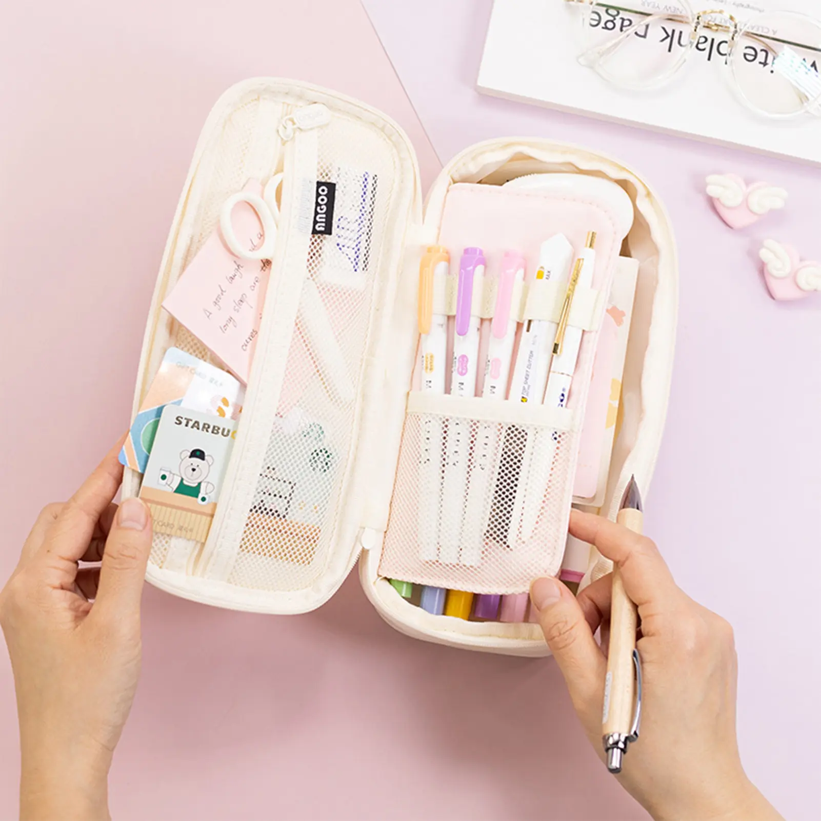 Large Capacity Pencil Case Kawaii Pencil Bags Foldable Pen Holder Pouch Office School Students Stationery Organizer Supplies