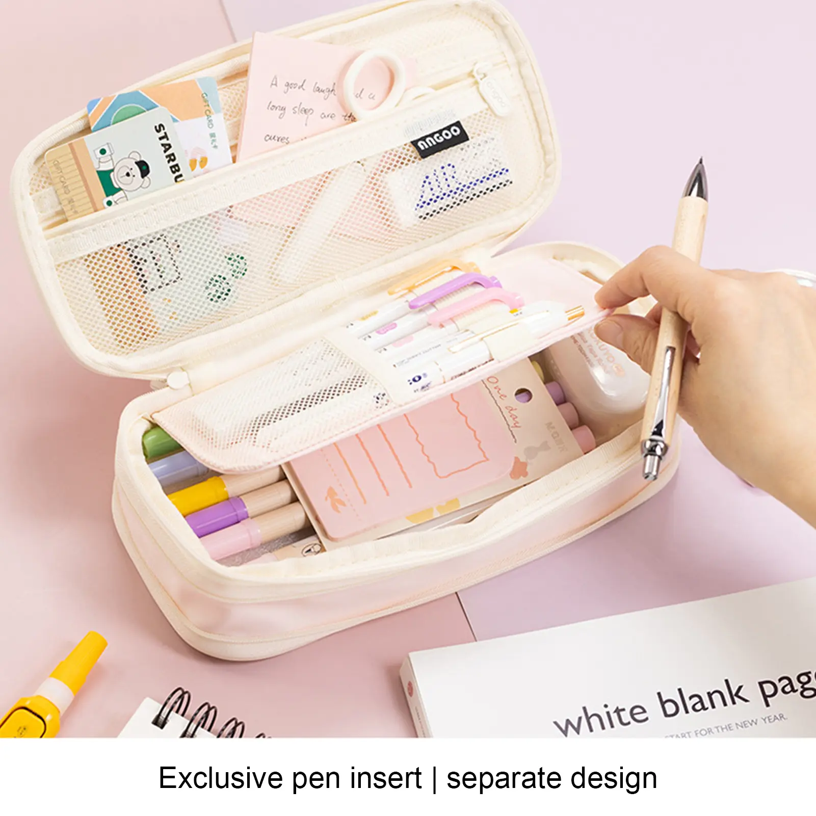 Large Capacity Pencil Case Kawaii Pencil Bags Foldable Pen Holder Pouch Office School Students Stationery Organizer Supplies