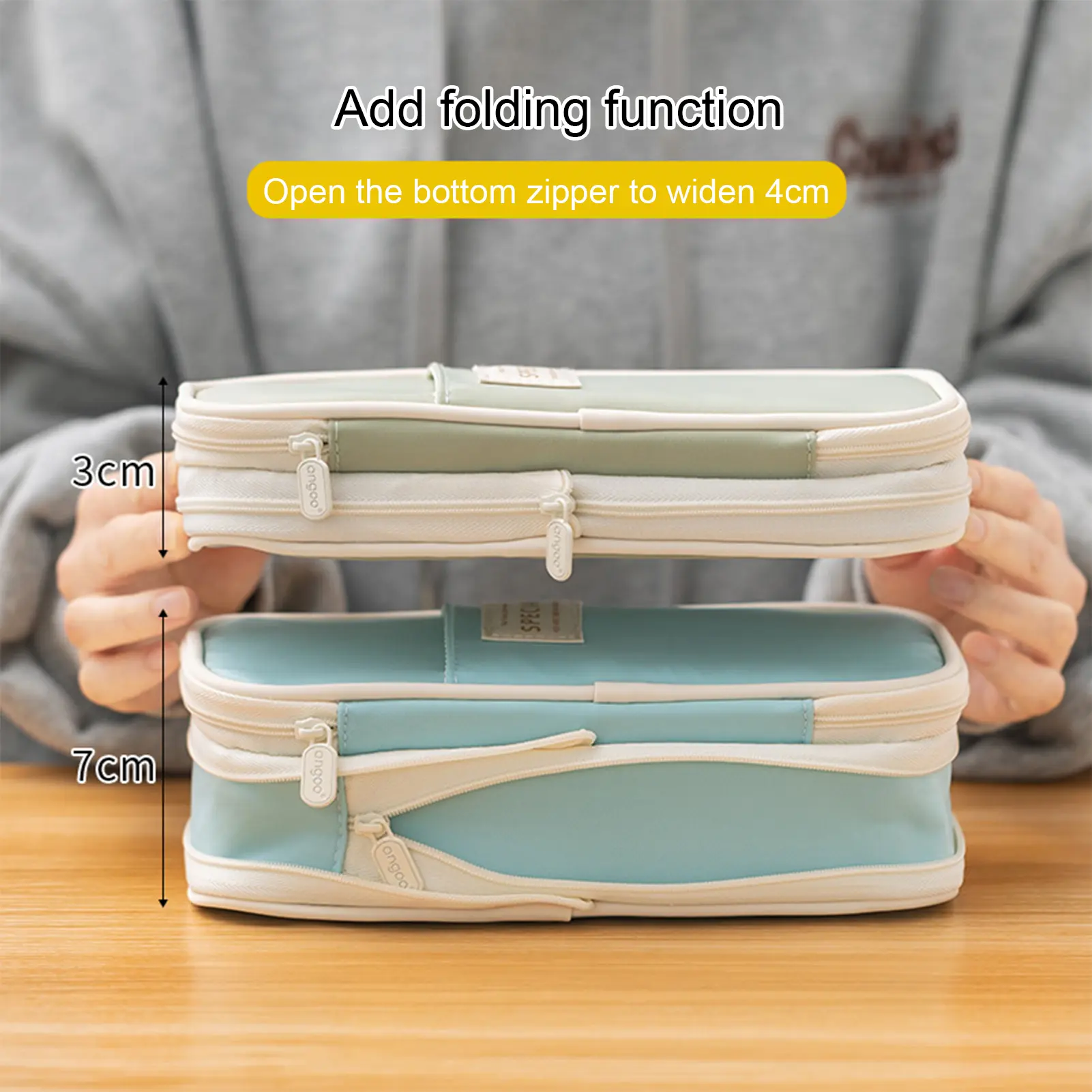Large Capacity Pencil Case Kawaii Pencil Bags Foldable Pen Holder Pouch Office School Students Stationery Organizer Supplies