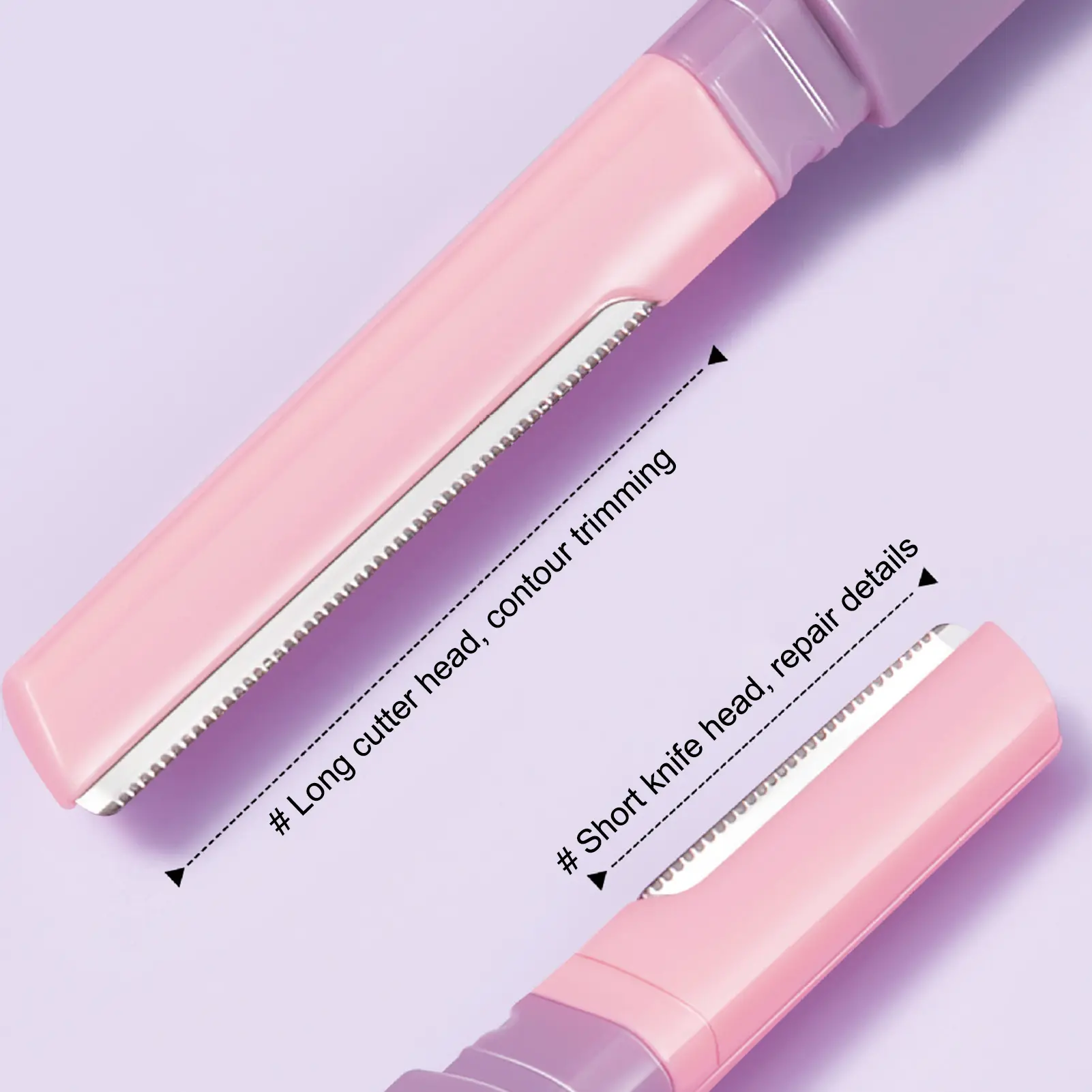 Double-headed Micro Eyebrow Trimmer Pink Precise Safety Scratch-proof Finishing Tool, Creating The Perfect Eyebrow Artifact Tool