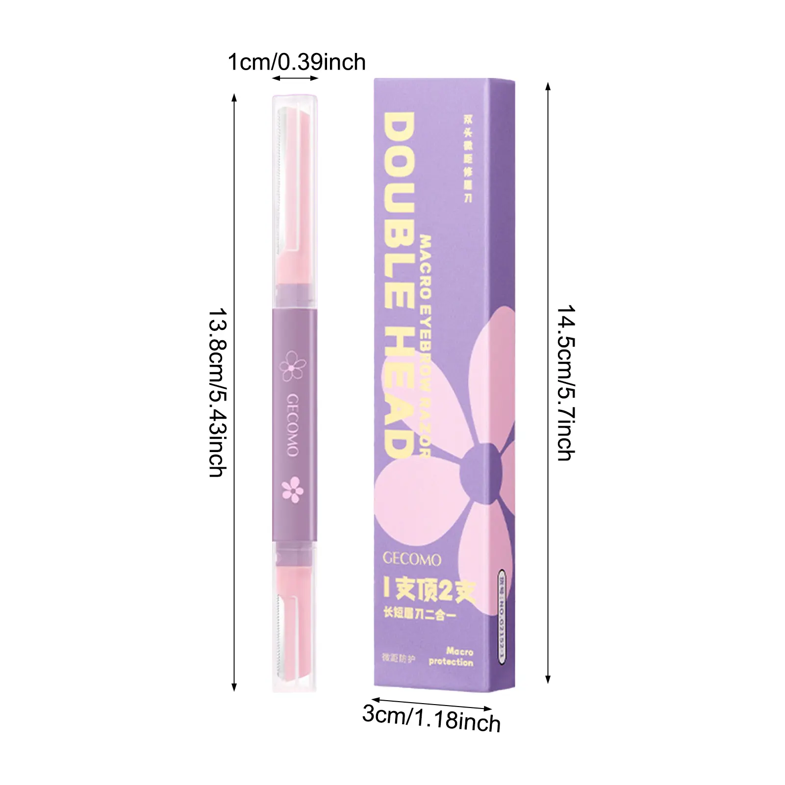 Double-headed Micro Eyebrow Trimmer Pink Precise Safety Scratch-proof Finishing Tool, Creating The Perfect Eyebrow Artifact Tool