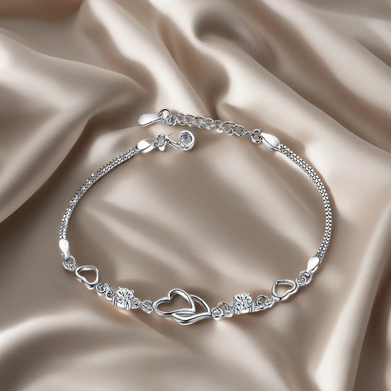 Simple Eternal Bracelet Female Fashion Wings Studded Elegant Noble Flower Heart-shaped Gift For Girlfriend Heart-to-heart Mother