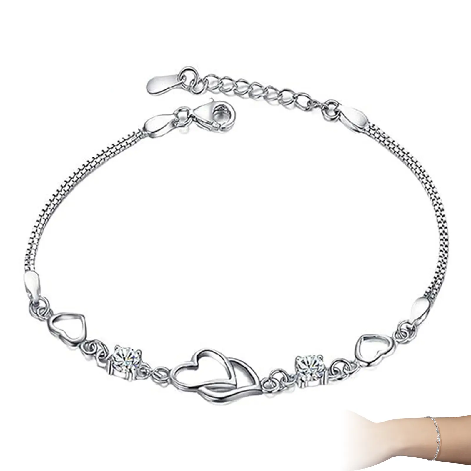 Simple Eternal Bracelet Female Fashion Wings Studded Elegant Noble Flower Heart-shaped Gift For Girlfriend Heart-to-heart Mother