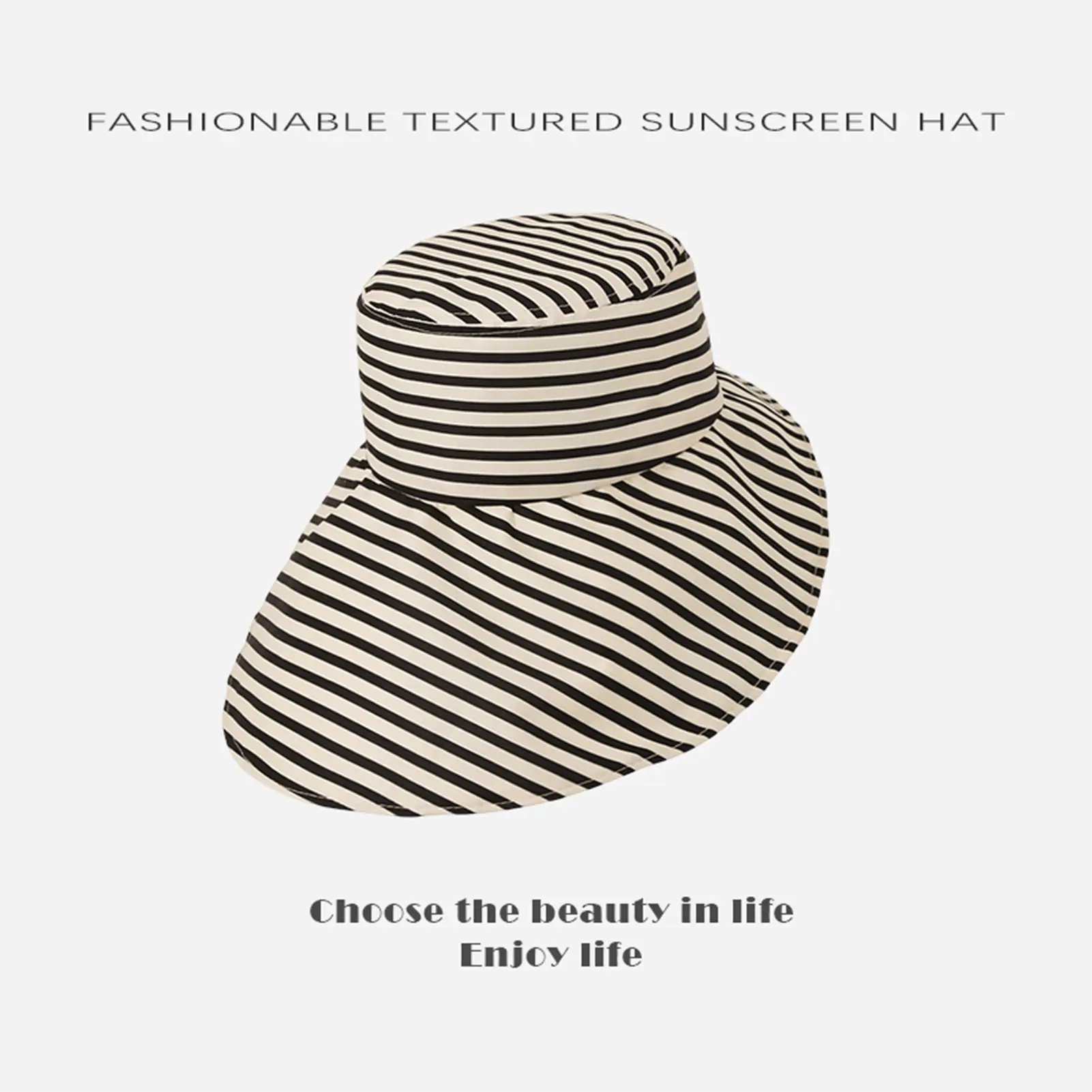Wide Brim Summer Sun Hat Breathable Outdoor UV Protections Beach Sun Cap Stripe Hat for Fishing Hiking Camping Traveling