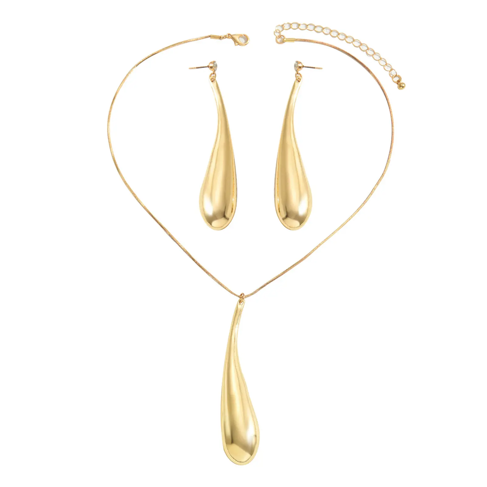 2024 New Earring Necklace Jewelry Set Long Water Drop Design Women's Necklace Geometric Rhinestone Accessories Perfect Gift