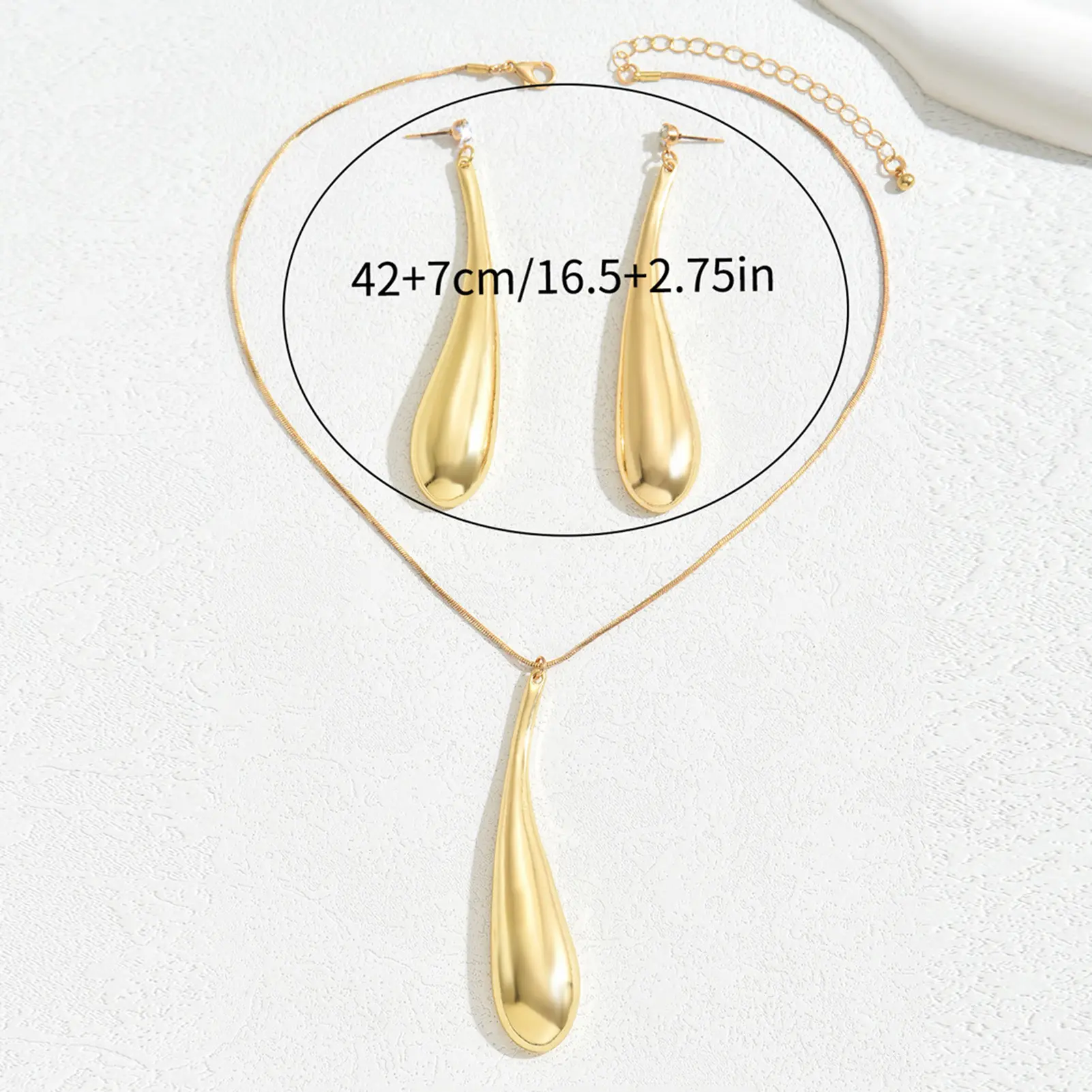 2024 New Earring Necklace Jewelry Set Long Water Drop Design Women's Necklace Geometric Rhinestone Accessories Perfect Gift