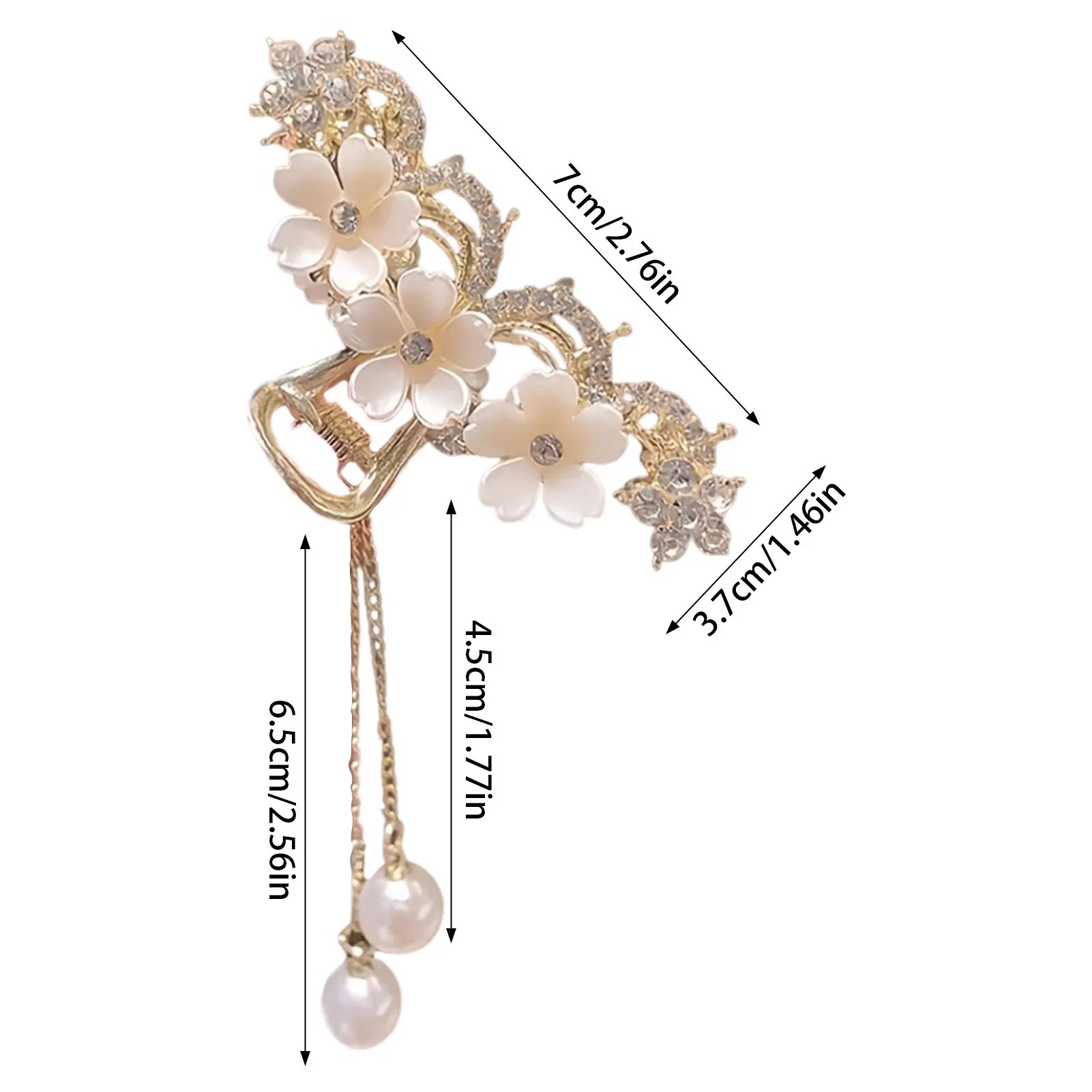 Luxurious Flower Rhinestone Hair Clips Versatile White Floral Decor Glitter Hair Clips for Women and Girls Daily  Hair Styling
