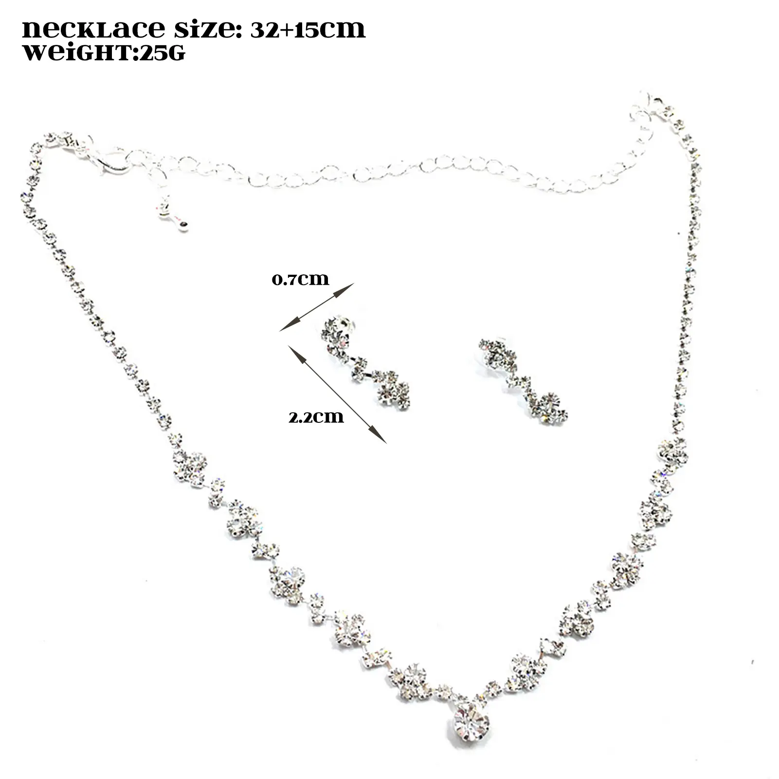 Fashion Crystal Bride Jewelry Set Rhinestone Silver-plated Wedding Dress Banquet Necklace Earring Set Ladies Gift Banquet
