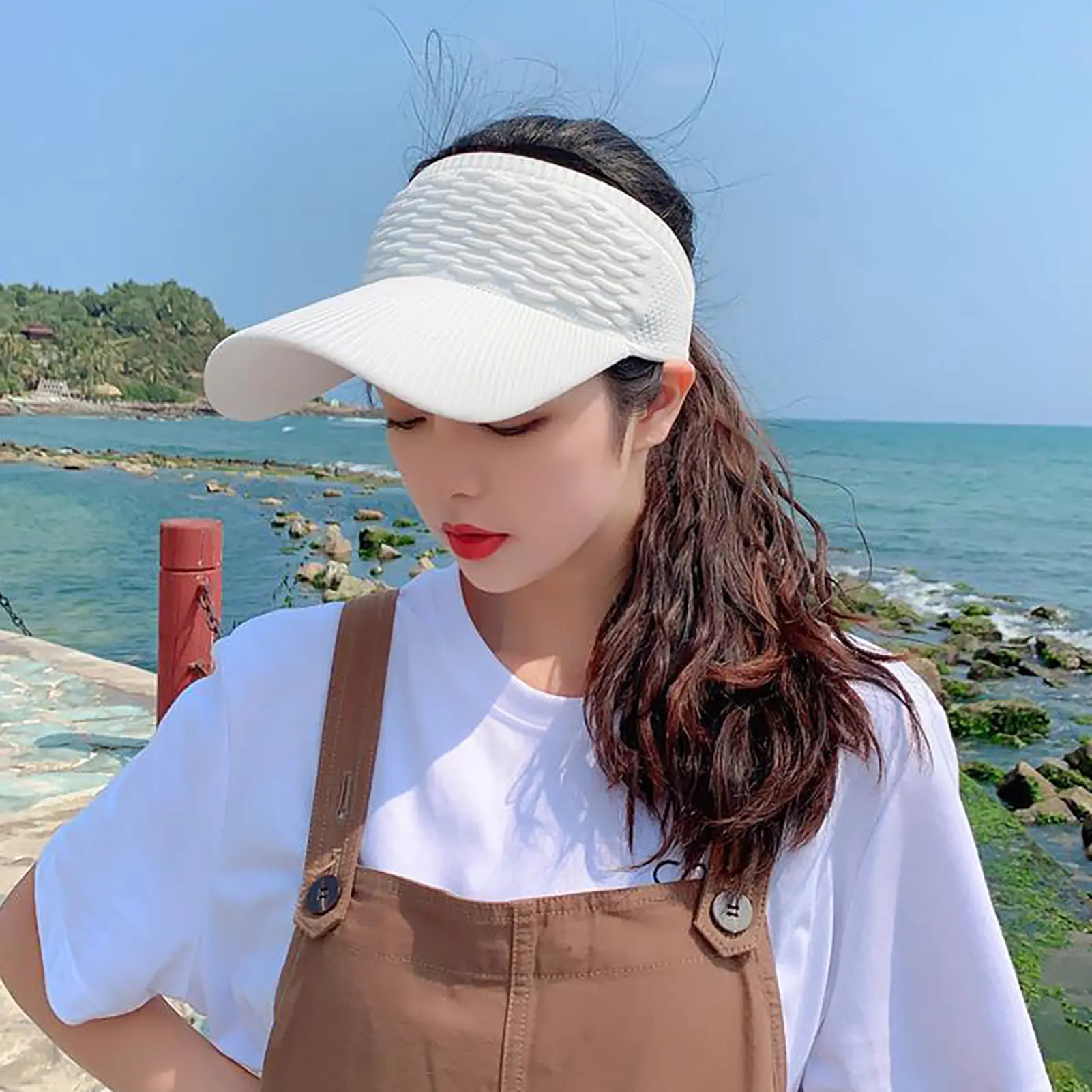 1Pc Women Anti-uv Sun Hats Breathable Adjustable Empty Top Visor Caps For Tennis Golf Running Travel Beach Sport Outdoor Hat