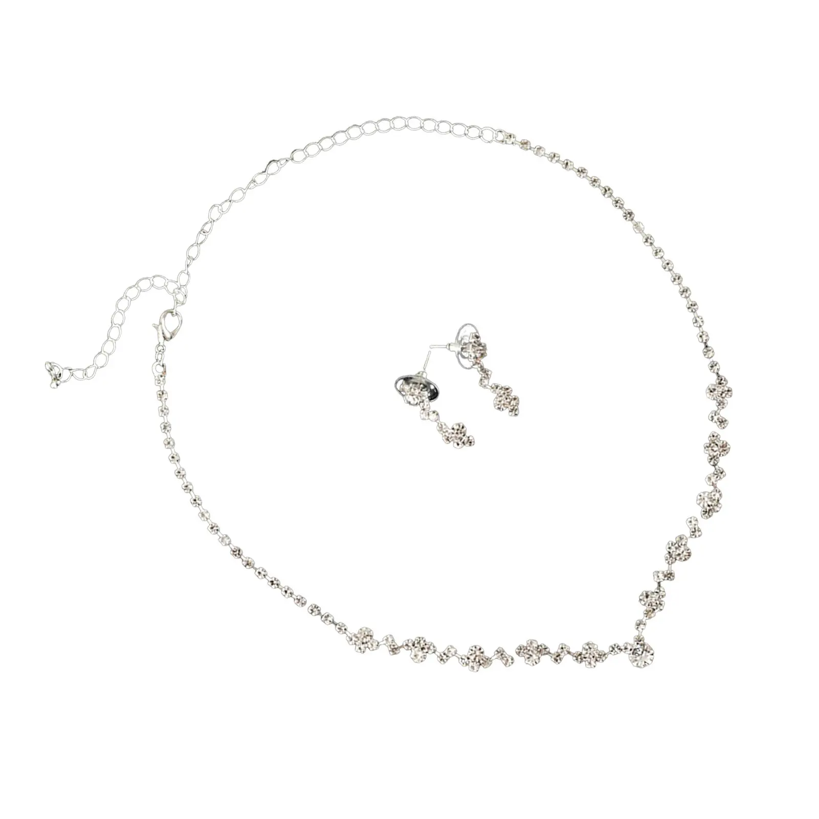 Fashion Crystal Bride Jewelry Set Rhinestone Silver-plated Wedding Dress Banquet Necklace Earring Set Ladies Gift Banquet