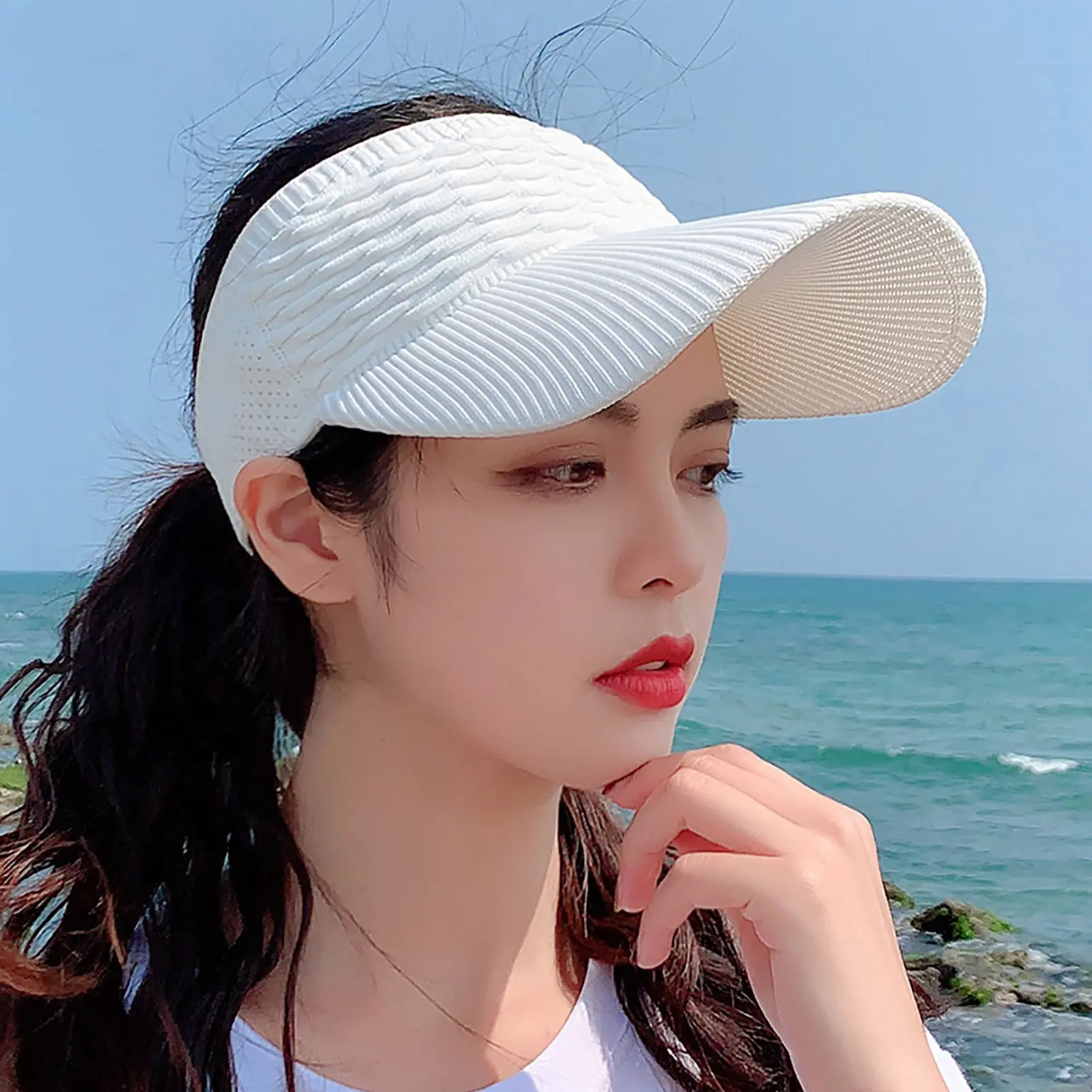 1Pc Women Anti-uv Sun Hats Breathable Adjustable Empty Top Visor Caps For Tennis Golf Running Travel Beach Sport Outdoor Hat