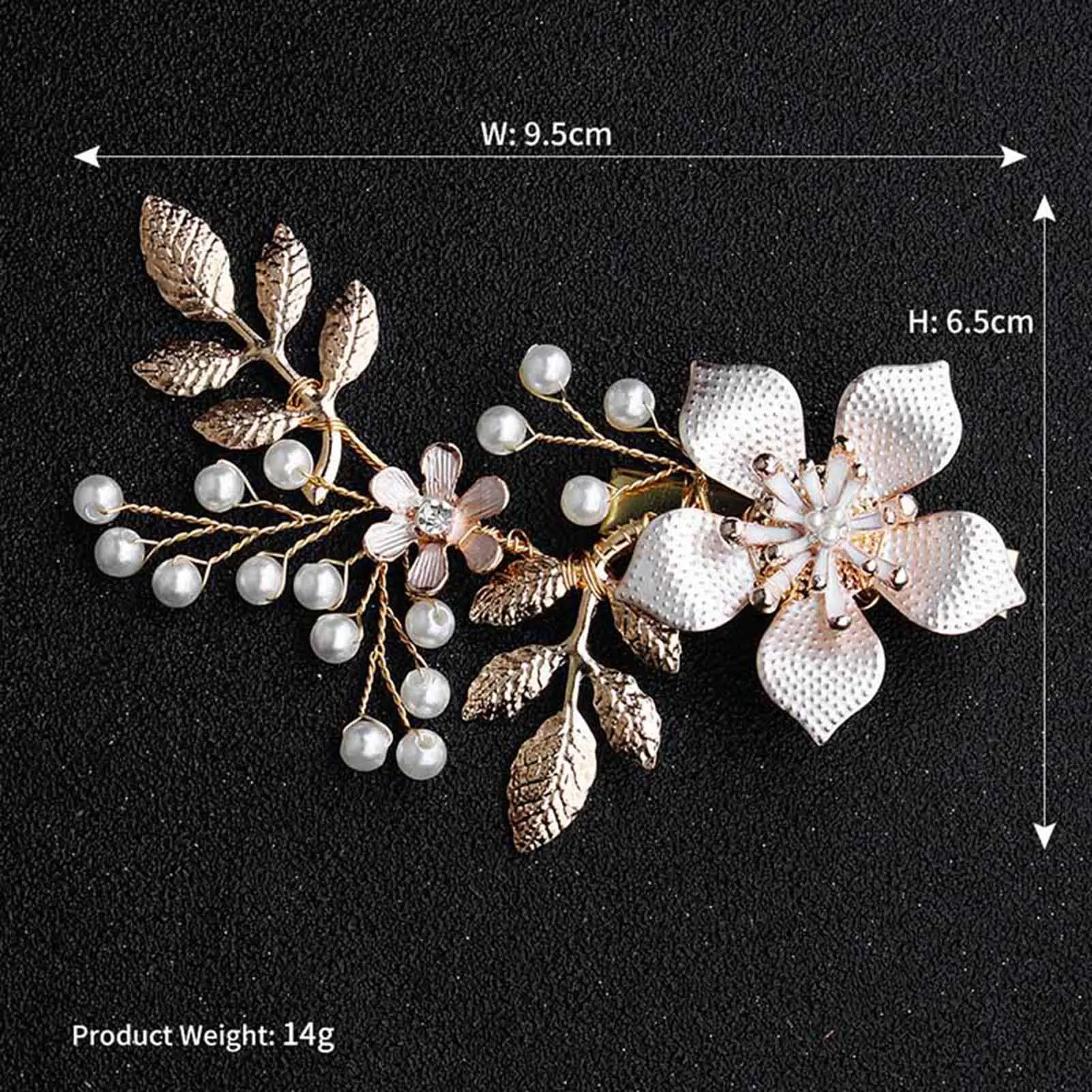 Pearl Flower Leaf Bride Hair Styling Hairclips Pearl Hair Clips Headpiece Handmade Alloy Headwear with Rhinestones Pearl