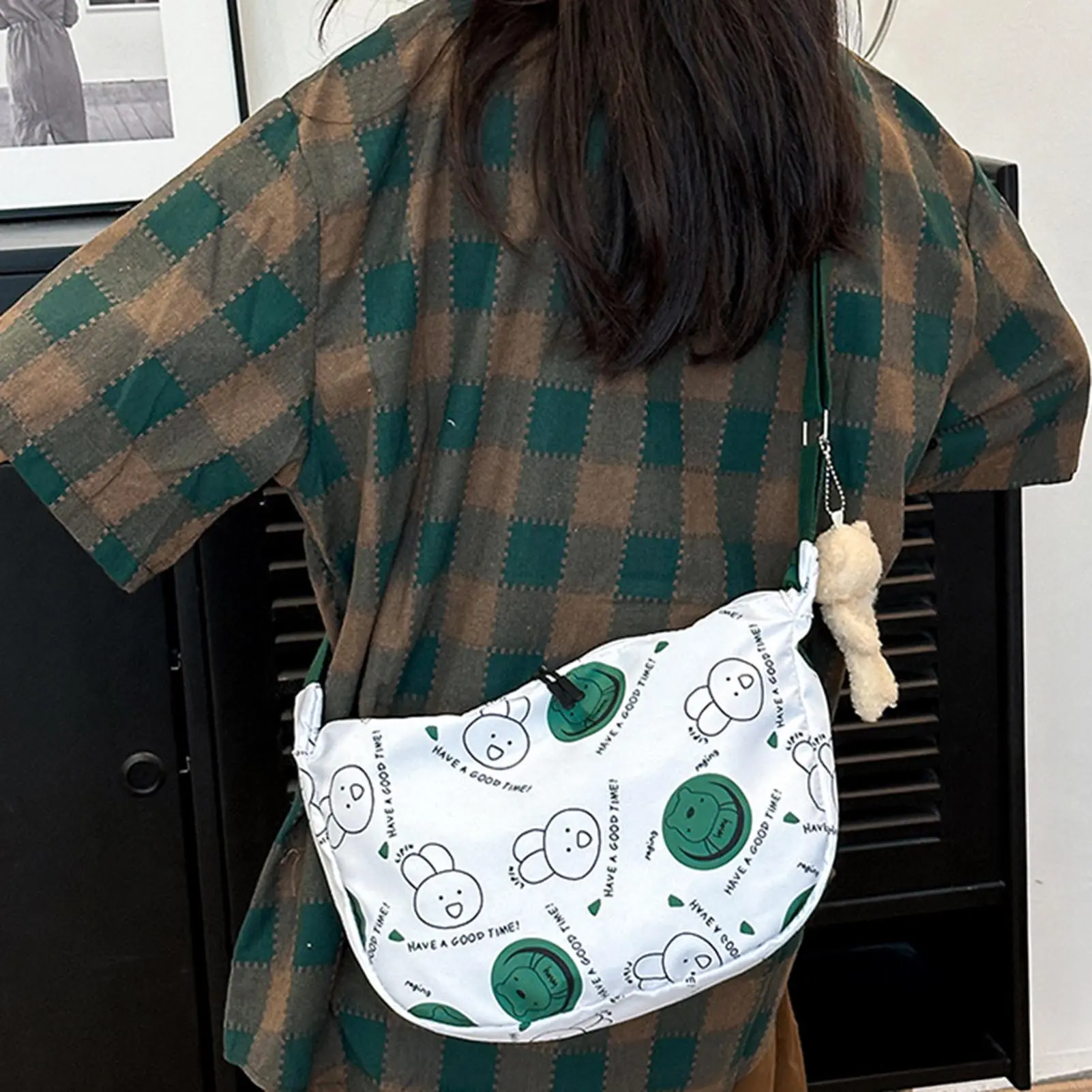 New Shoulder Bag Large-capacity Printed Canvas Rabbit Print Does Not Include Bear Pendant Messenger Bag Waterproof Handbag Party