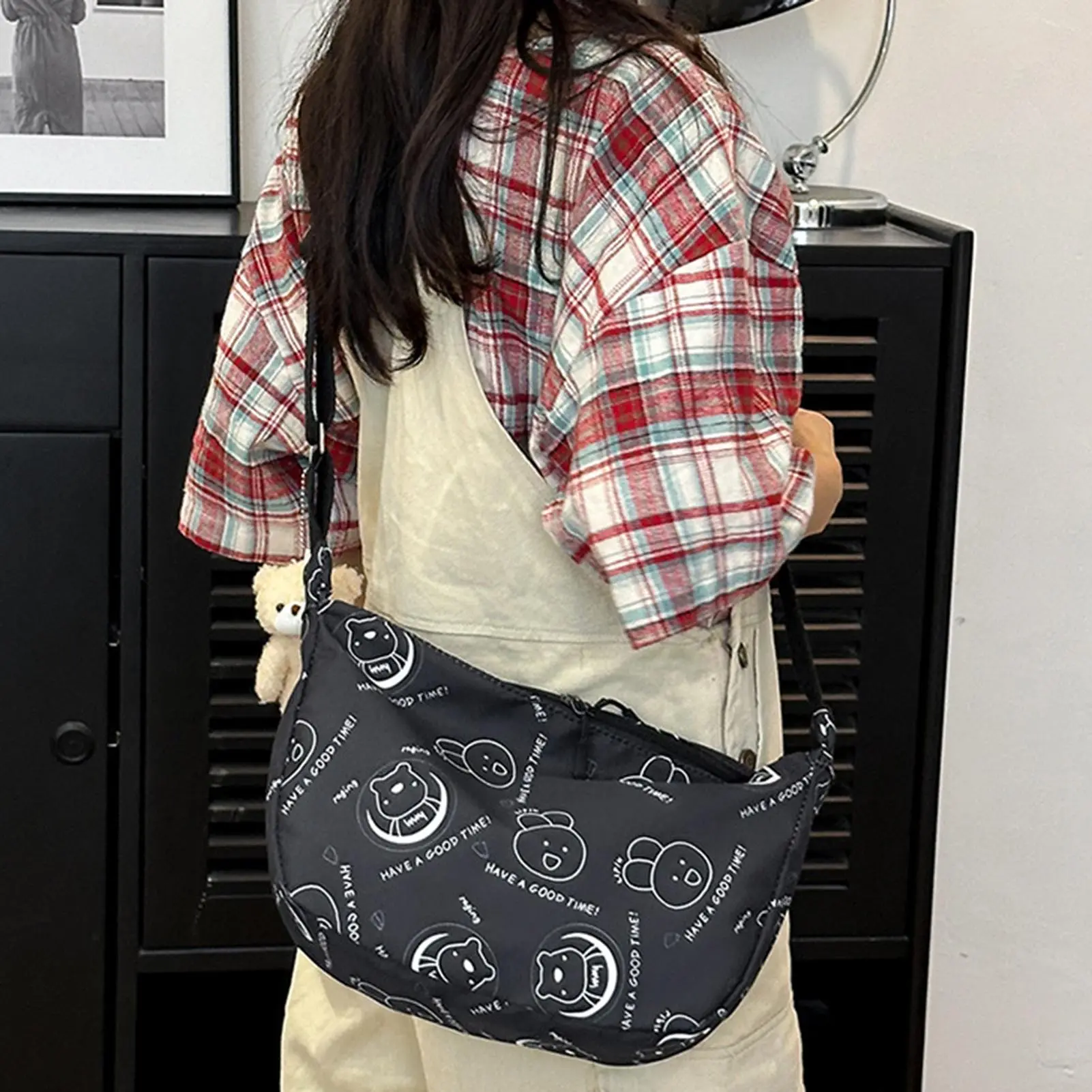 New Shoulder Bag Large-capacity Printed Canvas Rabbit Print Does Not Include Bear Pendant Messenger Bag Waterproof Handbag Party