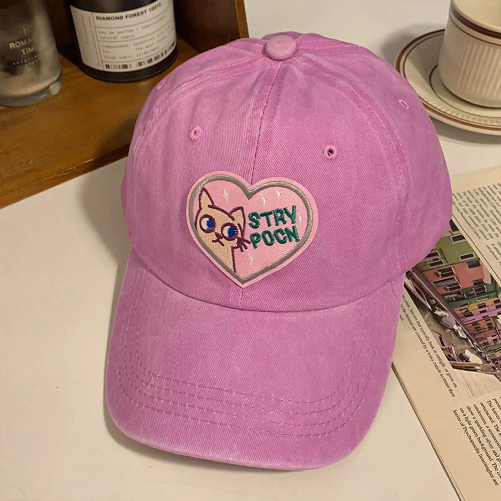 Love Women Hat Baseball Hat Women Fashion Adjustable Snapback Women Hat Soft Top Pointed Hat Cute Cat Hat Fashion Small Face