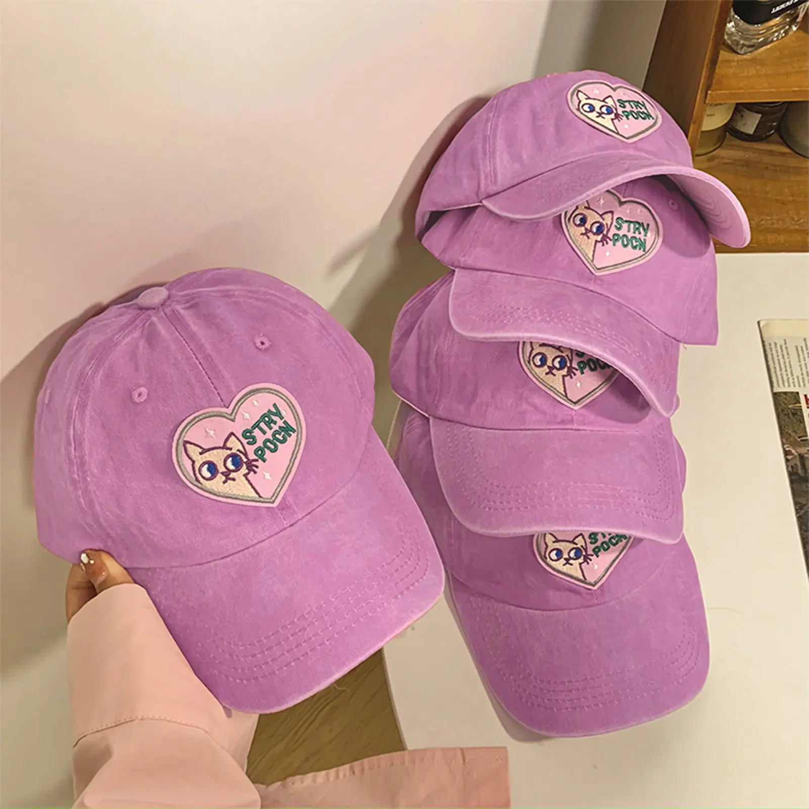 Love Women Hat Baseball Hat Women Fashion Adjustable Snapback Women Hat Soft Top Pointed Hat Cute Cat Hat Fashion Small Face