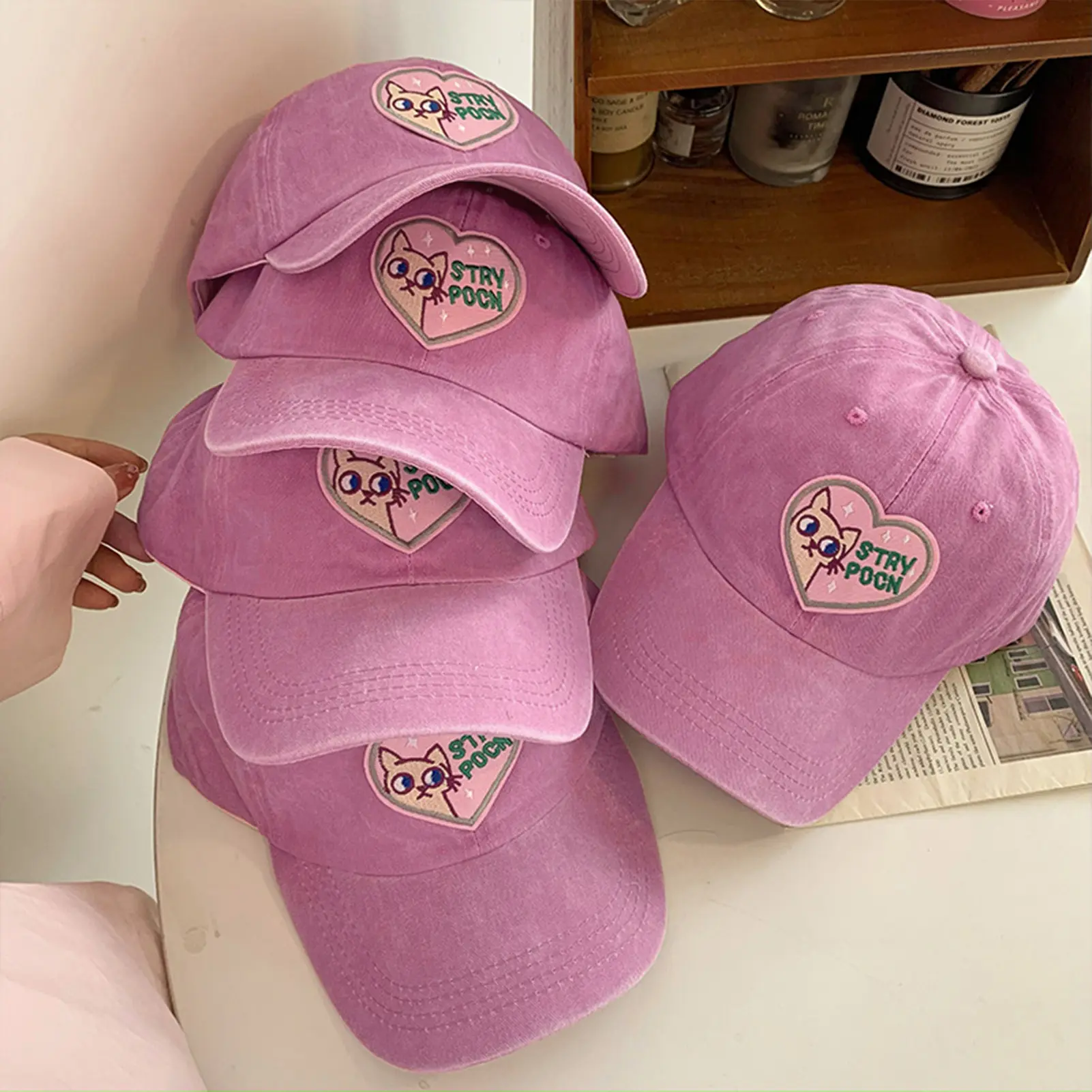 Love Women Hat Baseball Hat Women Fashion Adjustable Snapback Women Hat Soft Top Pointed Hat Cute Cat Hat Fashion Small Face