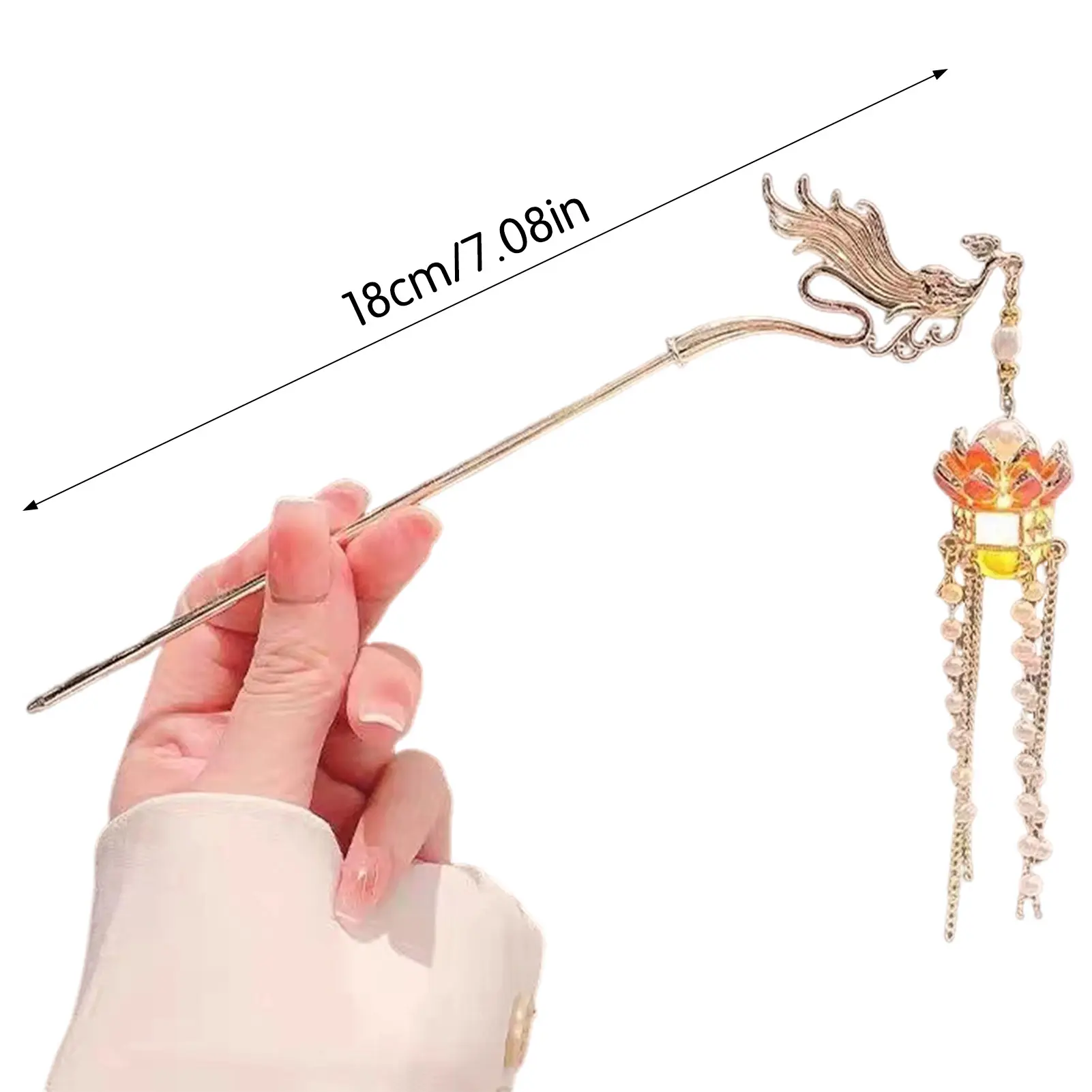 Chinese Style Flower Hairpin Female Creative Lotus Lantern Tassel Hairpin Retro Metal Hair Accessories Hanfu Hair Accessories