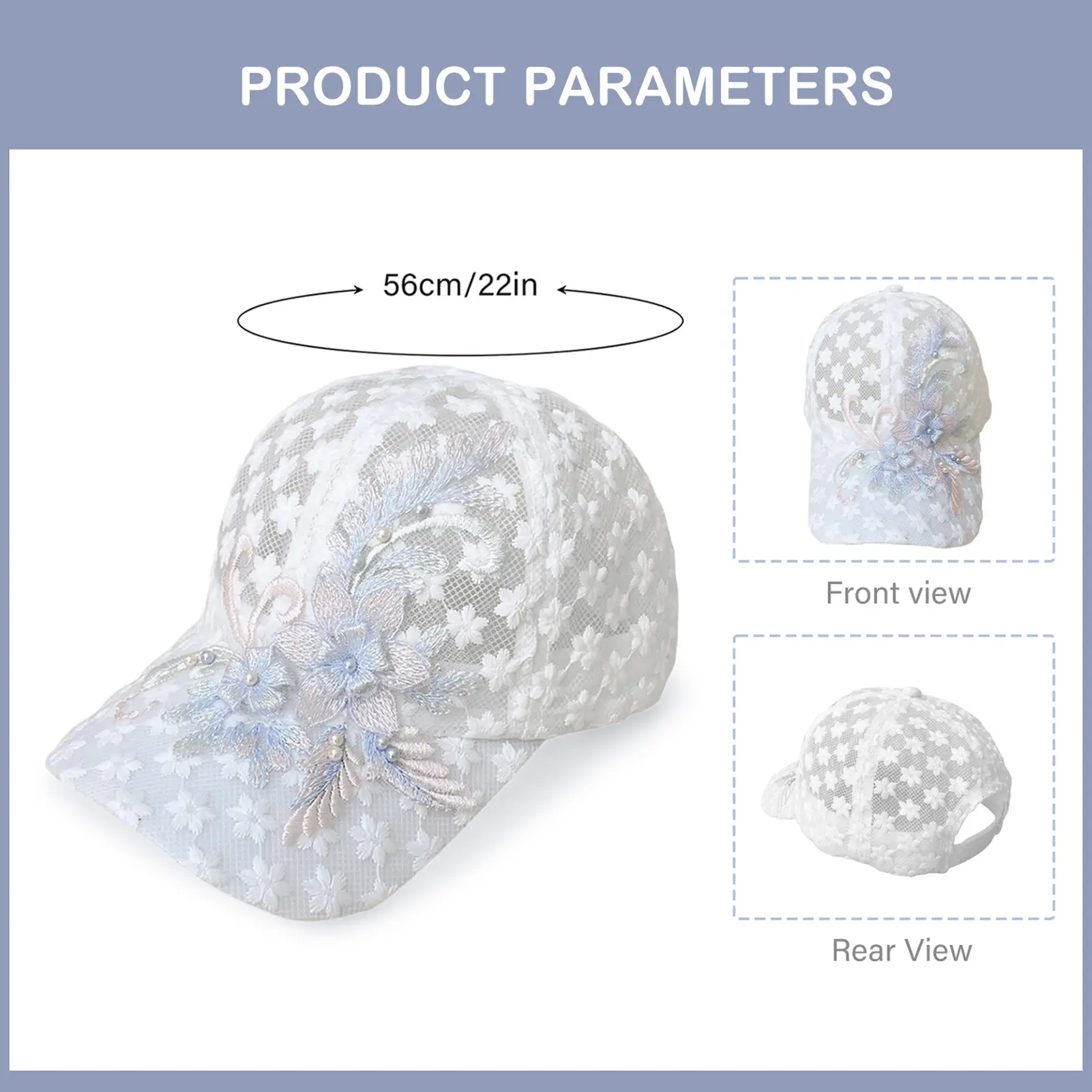 1pc Summer Embroidered Baseball Hat Thin Lace Duck Tongue Hat Breathable Fashion Baseball Hat Women's Sunscreen Hat Gorras