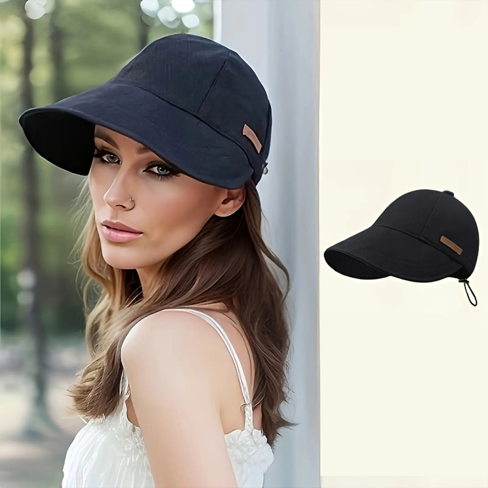 Foldable Wide-brimmed Sun Hat Spring And Summer Drawstring Adjustable Hat Female Beach Hat Summer Quick-drying Sun Hat
