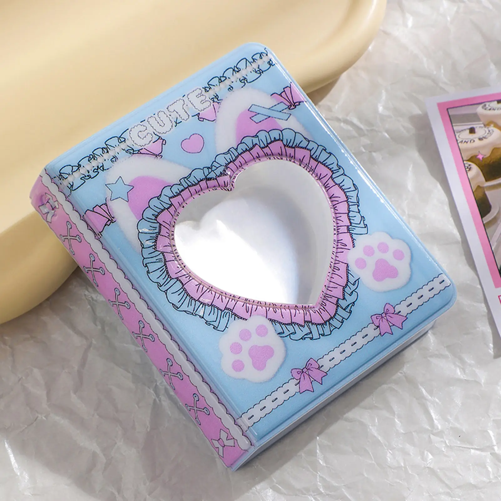 Lace Cat Ear Photo Album 40 Space Card Holoder Book Portable Sweet Style DIY Albums Small Mini Photocards Collection Records