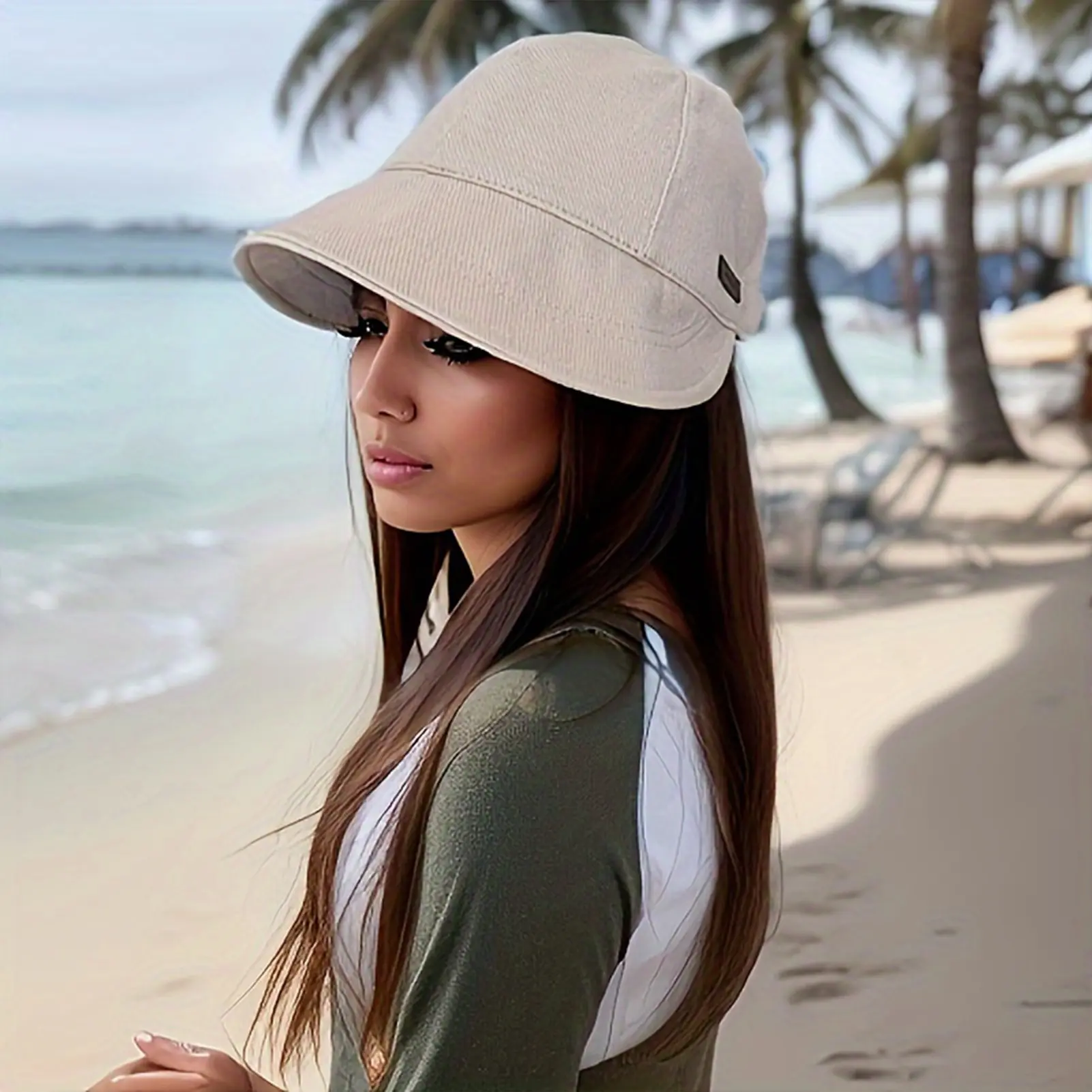 Foldable Wide-brimmed Sun Hat Spring And Summer Drawstring Adjustable Hat Female Beach Hat Summer Quick-drying Sun Hat