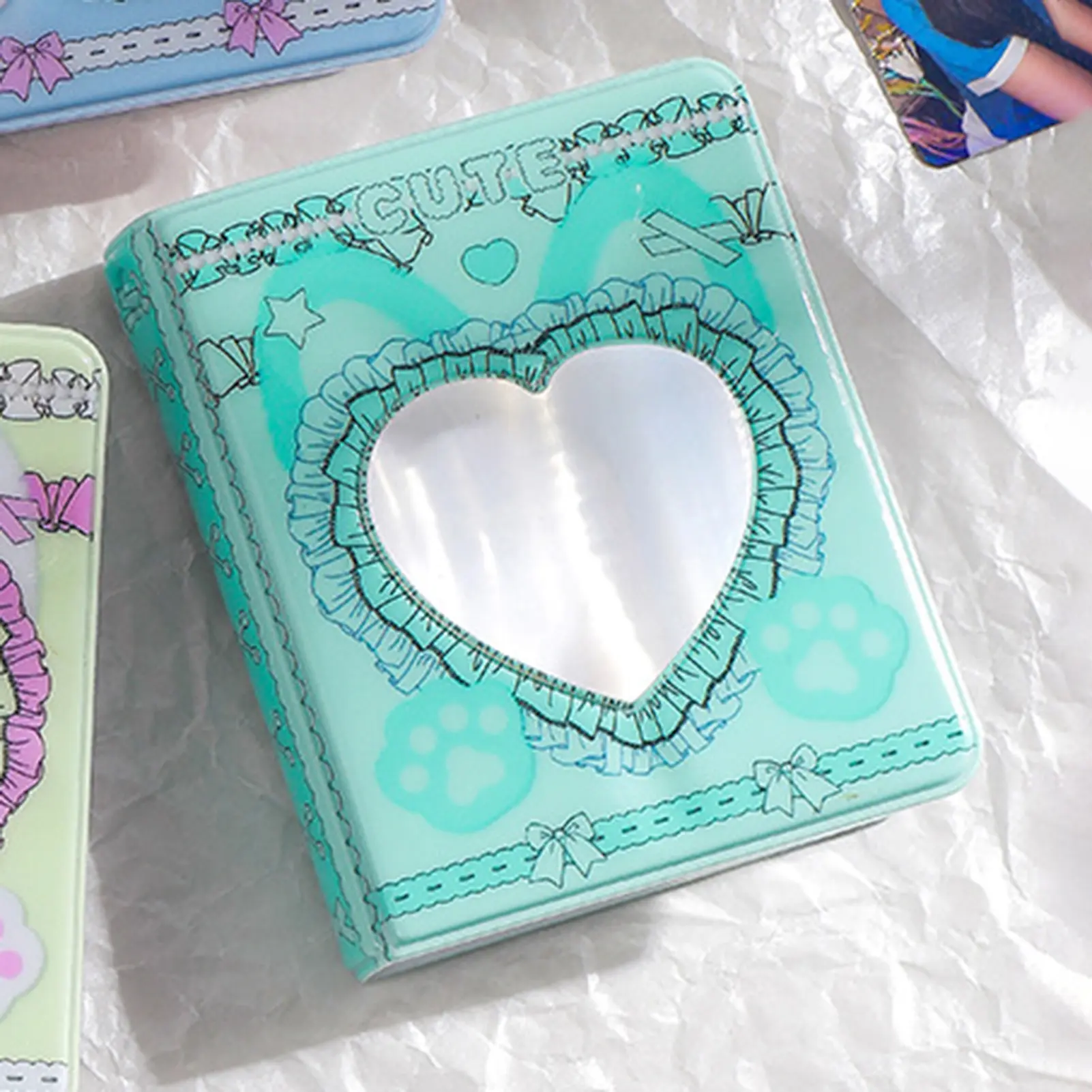 Lace Cat Ear Photo Album 40 Space Card Holoder Book Portable Sweet Style DIY Albums Small Mini Photocards Collection Records