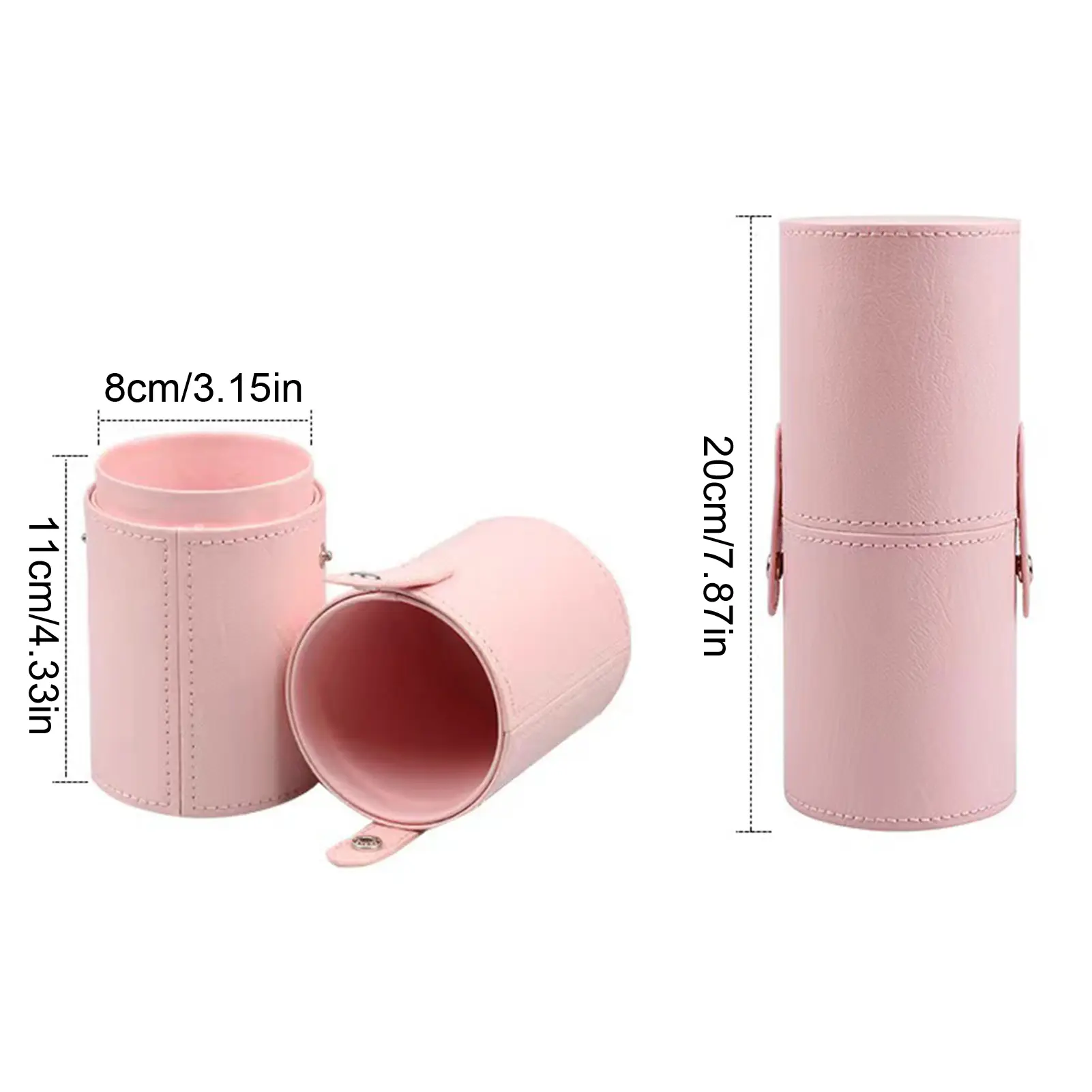 PU Leather Cosmetic Storage Box Cosmetic Cup Box Storage Cylindrical Portable Desktop Dust-proof Travel Makeup Brush Storage
