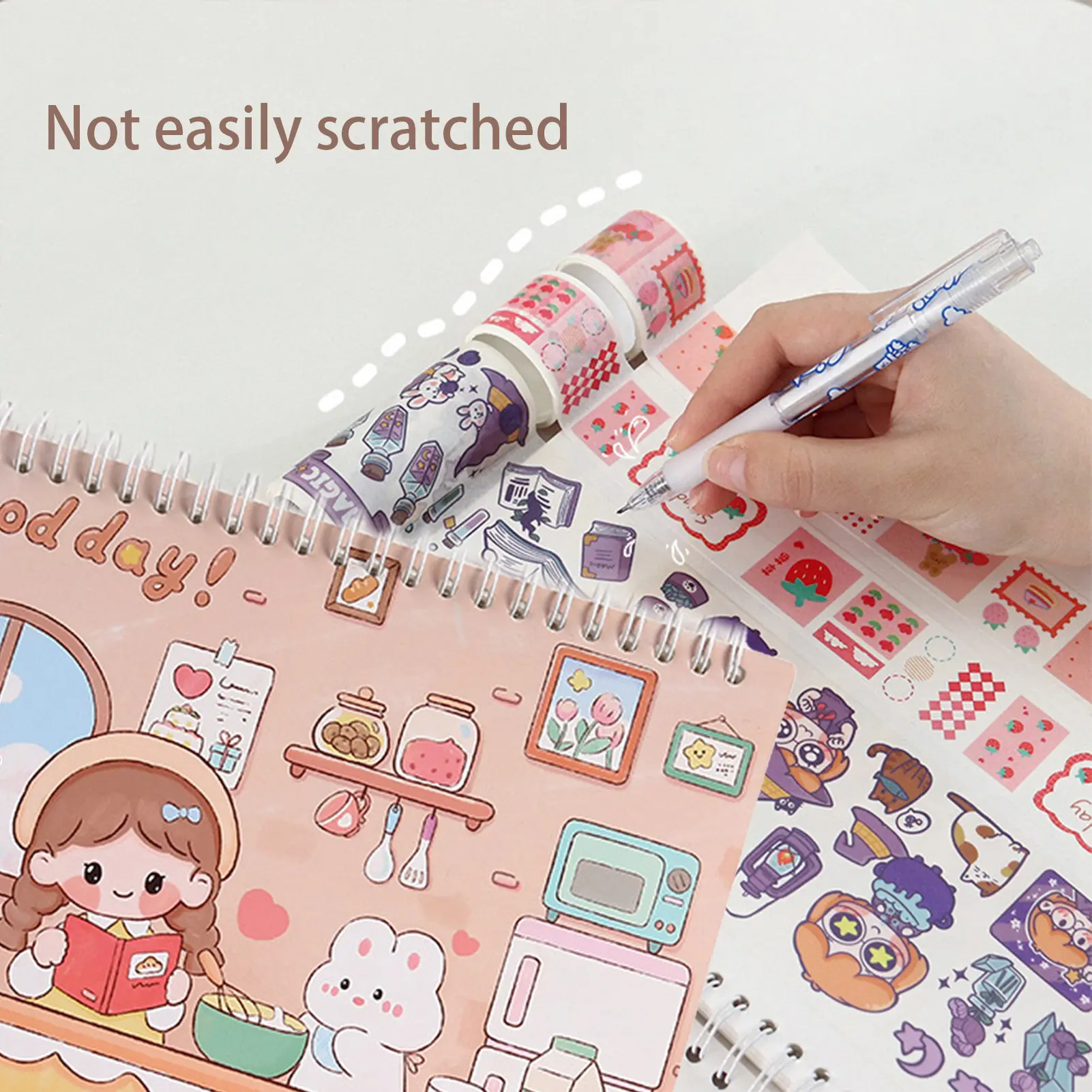 A4 Cartoon Handbook Release Paper Pu Leather Cover Reusable Sticker Book Tape Material For Diy Scrapbooking Stickers Organizer