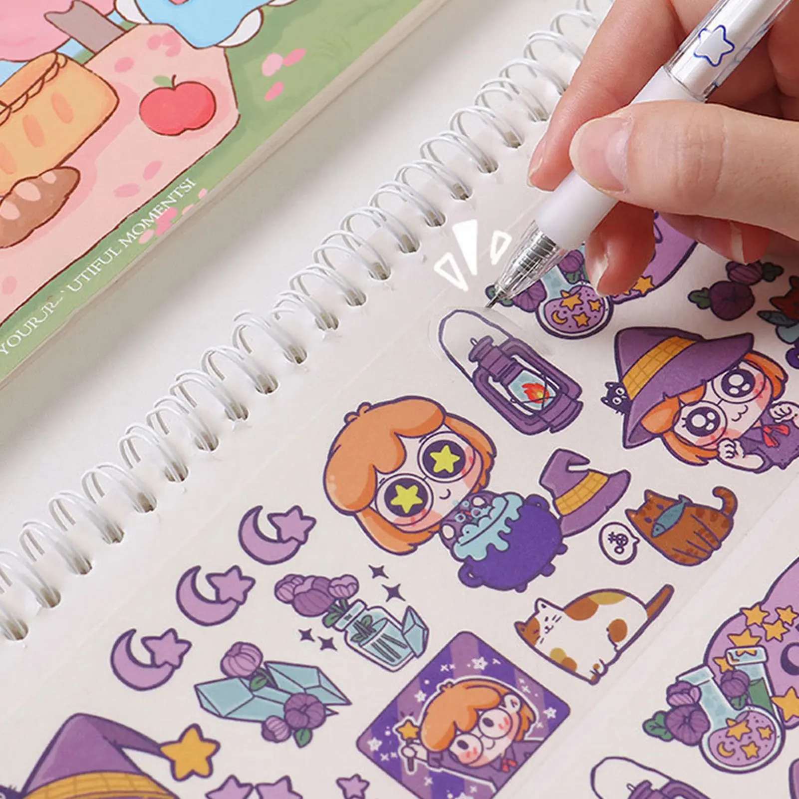 A4 Cartoon Handbook Release Paper Pu Leather Cover Reusable Sticker Book Tape Material For Diy Scrapbooking Stickers Organizer