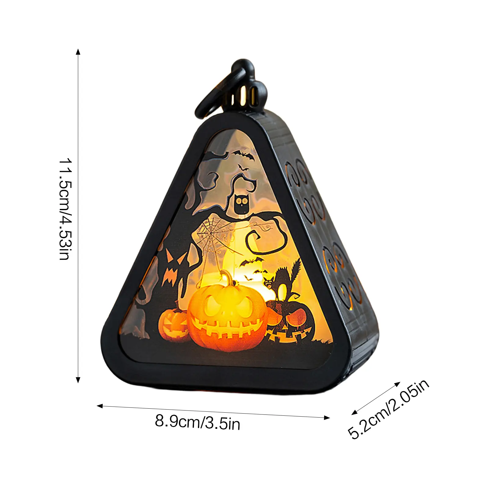 Mini Halloween Pumpkin Triangle Lanterns Table Party Favors Ornaments LED Light Display for Home Party Porch Garden Decor