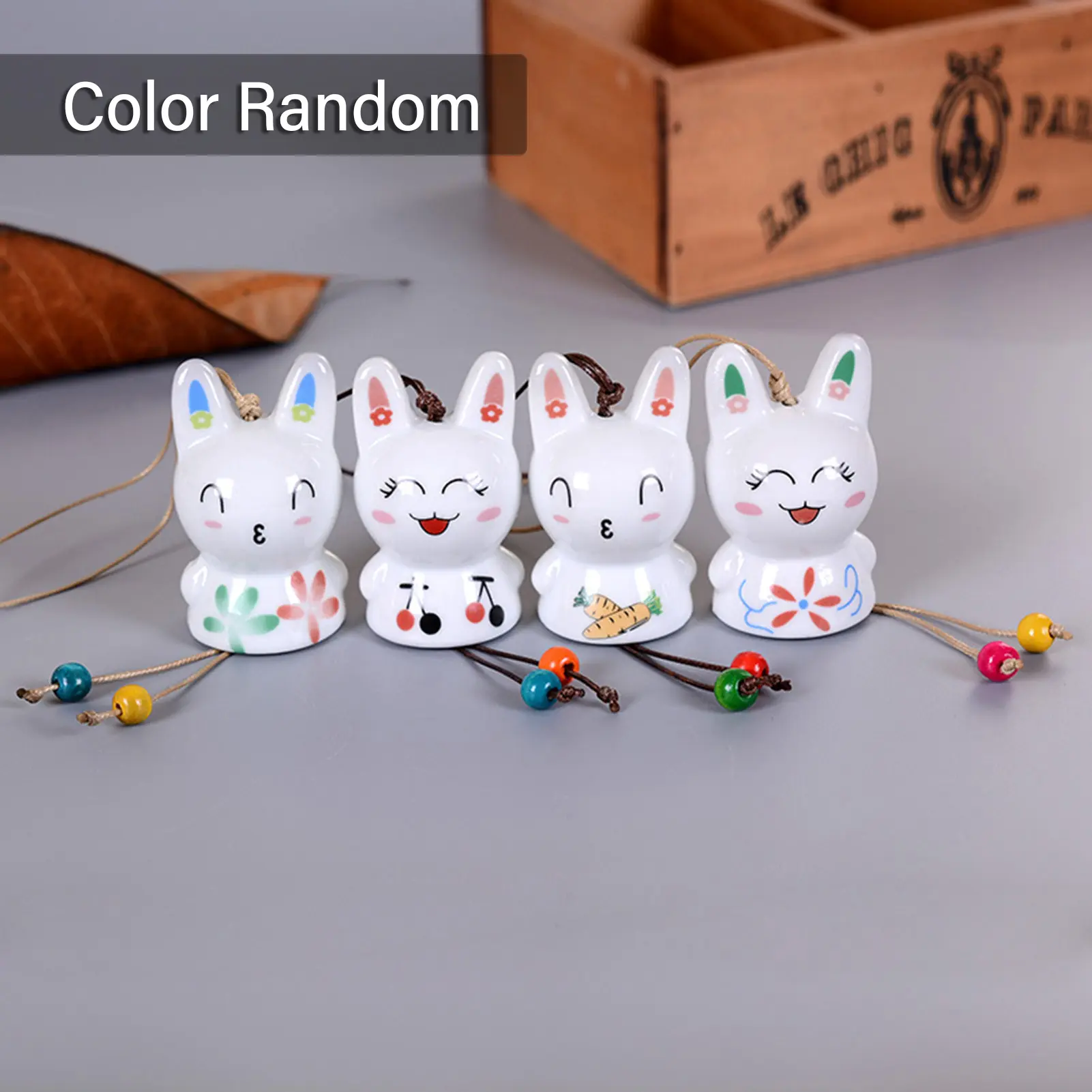 Japanese-style Lucky Cat Pendant Wind Chimes Creative Car Cat Ceramic Cartoon Doll Home Decorations Small Jewelry Gifts