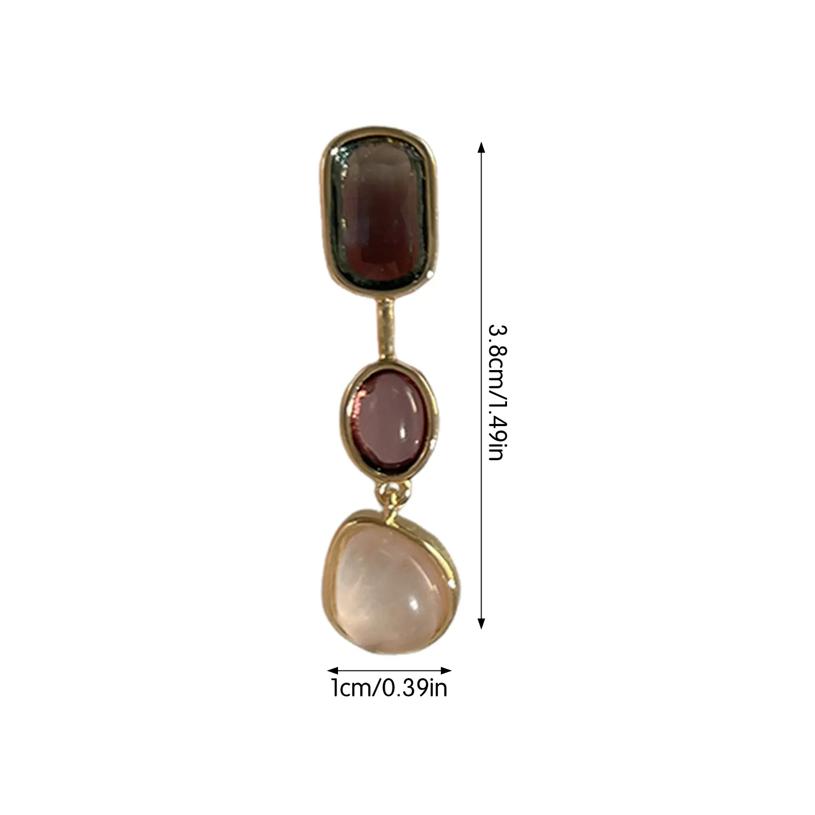 Asymmetric Colorful Gem Earrings For Women Silver Needle Medium Antique Contrast Earrings Design Sense Perfect For Weddings