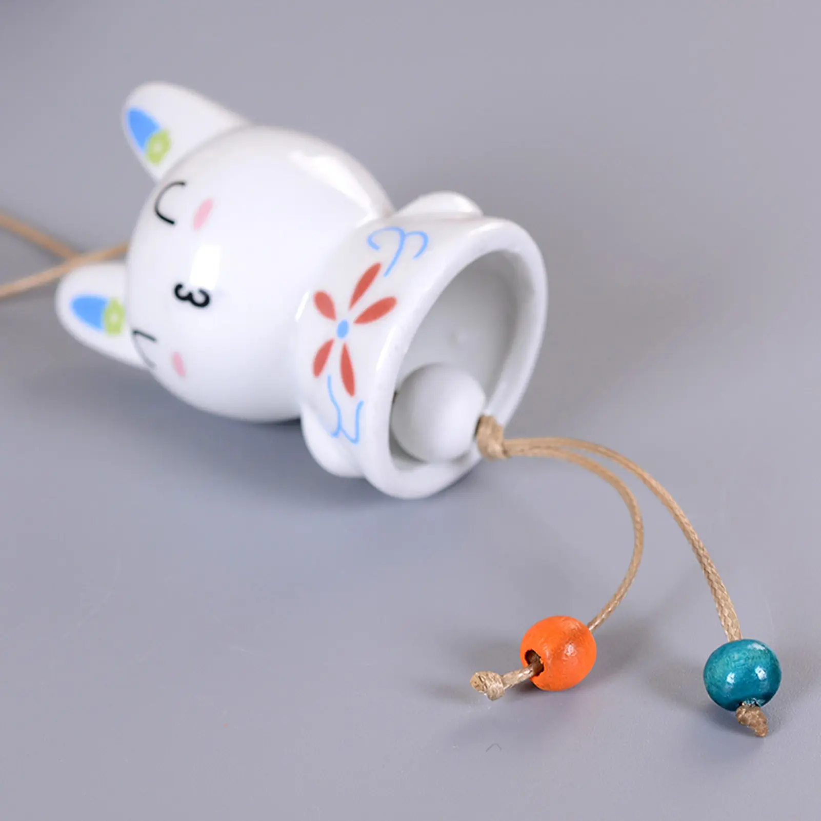 Japanese-style Lucky Cat Pendant Wind Chimes Creative Car Cat Ceramic Cartoon Doll Home Decorations Small Jewelry Gifts