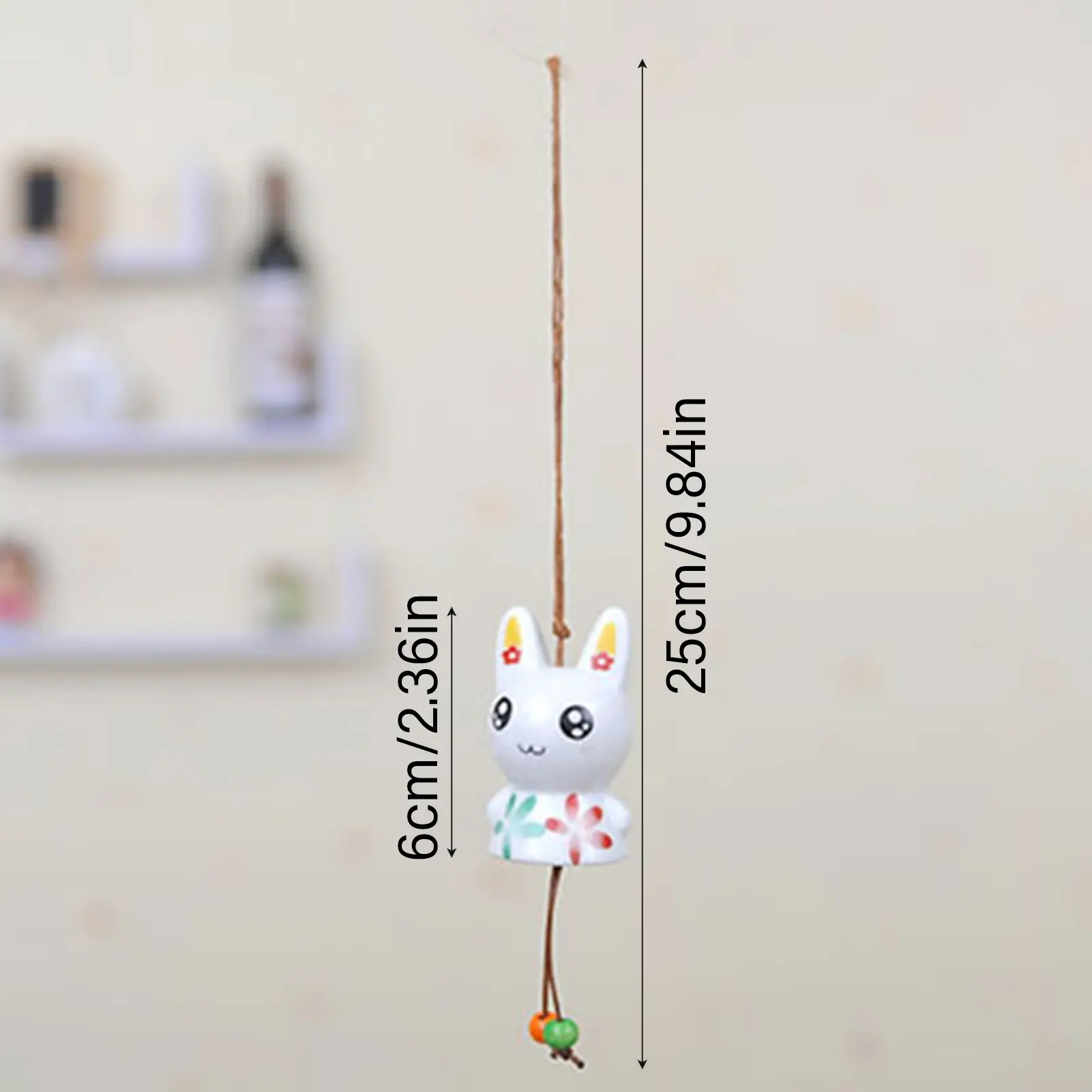Japanese-style Lucky Cat Pendant Wind Chimes Creative Car Cat Ceramic Cartoon Doll Home Decorations Small Jewelry Gifts