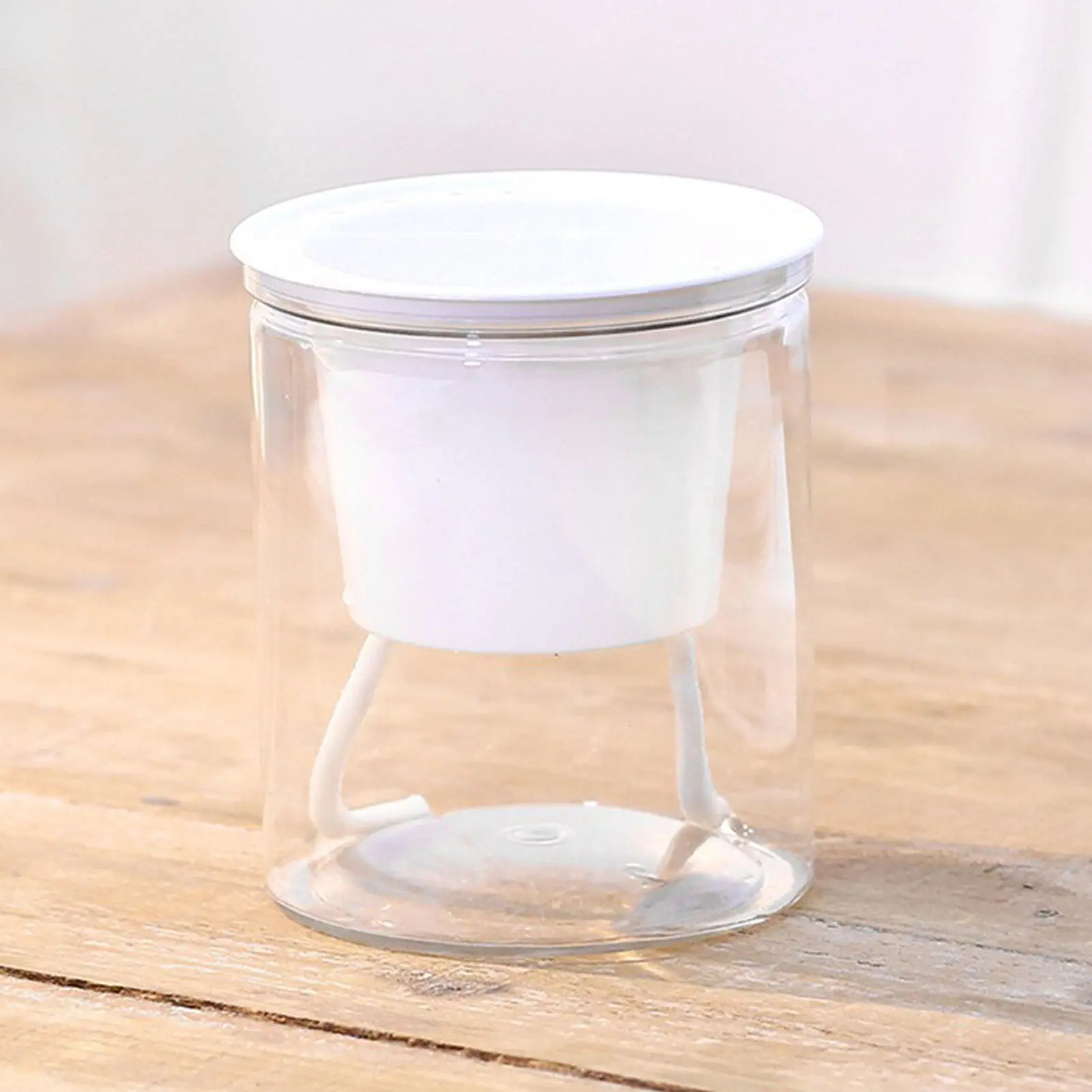 Lazy Plastic Hydroponic Flowerpot Round Automatic Water-absorbing Flower Transparent Double-layer Creative Flowerpot Office