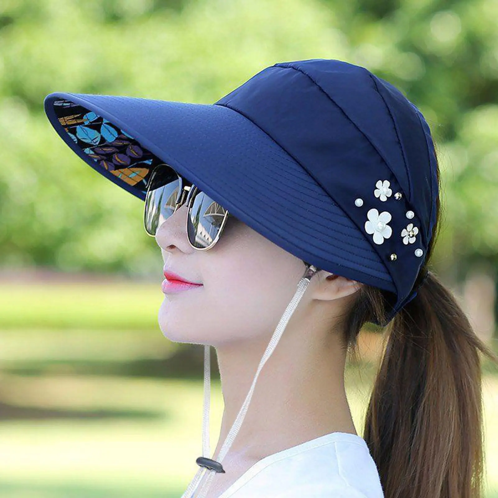 Empty Top Hat Summer Big Wide Brim Women Hat Baseball Cap Casual  Floppy Folding Sun Hats Portable Beach Female Visor Hats