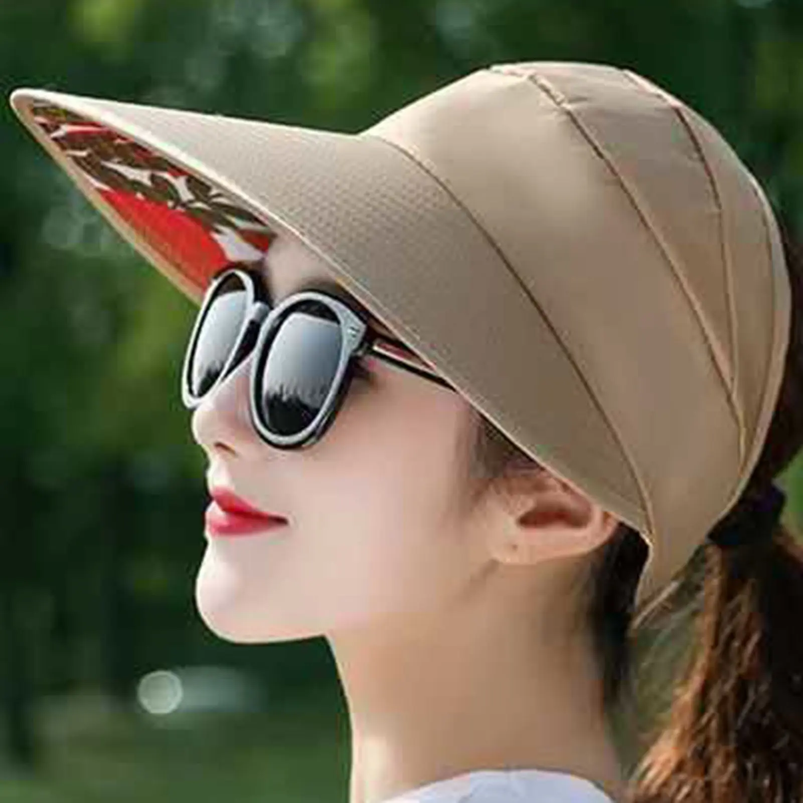 Empty Top Hat Summer Big Wide Brim Women Hat Baseball Cap Casual  Floppy Folding Sun Hats Portable Beach Female Visor Hats